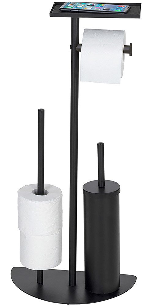 WENKO Toiletset Model Cosenza Neo ruimtebesparende 4-in-1 standaardset met plank, gelakt staal