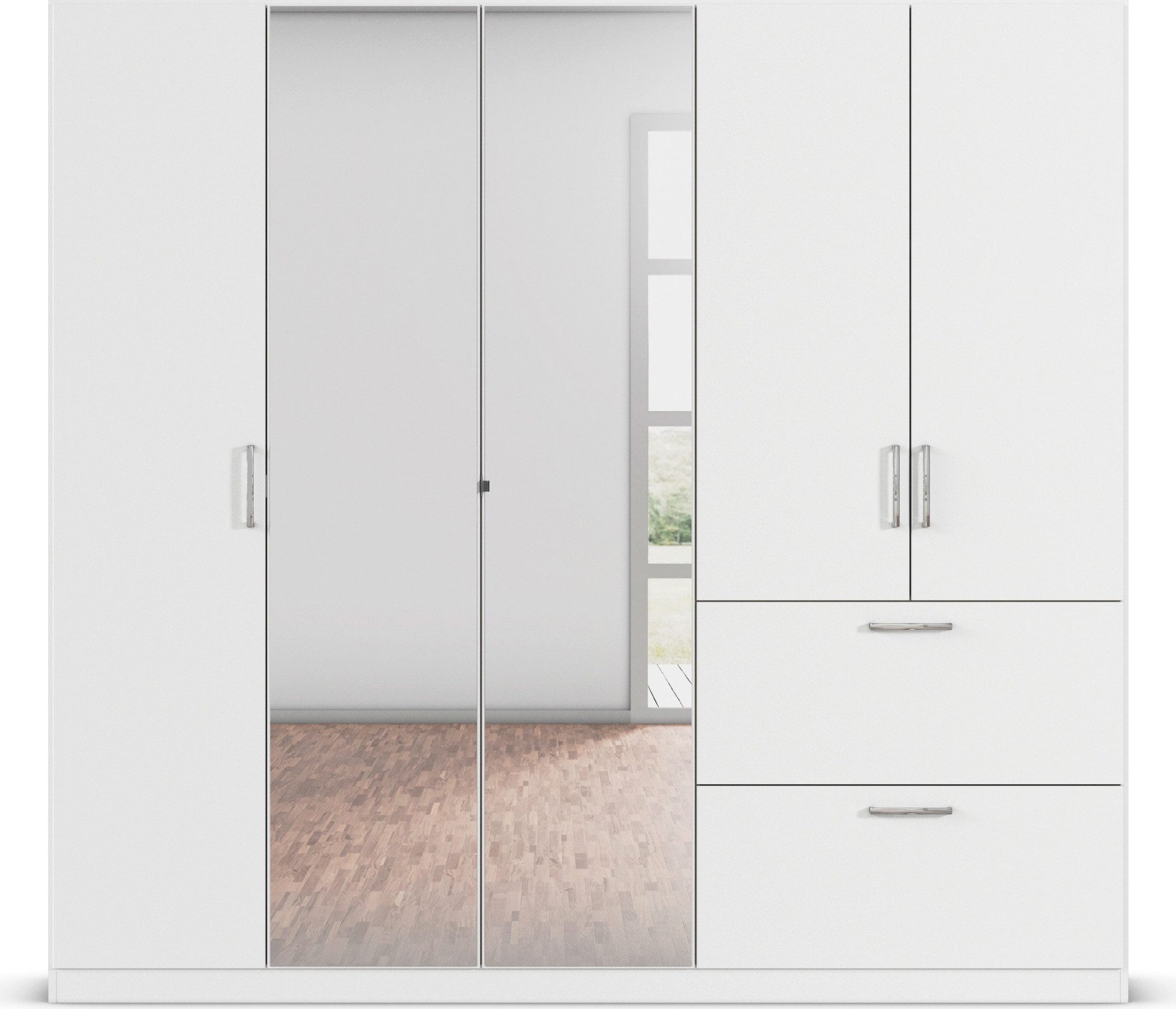 rauch Draaideurkast Kledingkast Kast Garderobe Slaapkamerkast PADUA volledig gemonteerde spiegeldeuren, twee grote lades made in germany