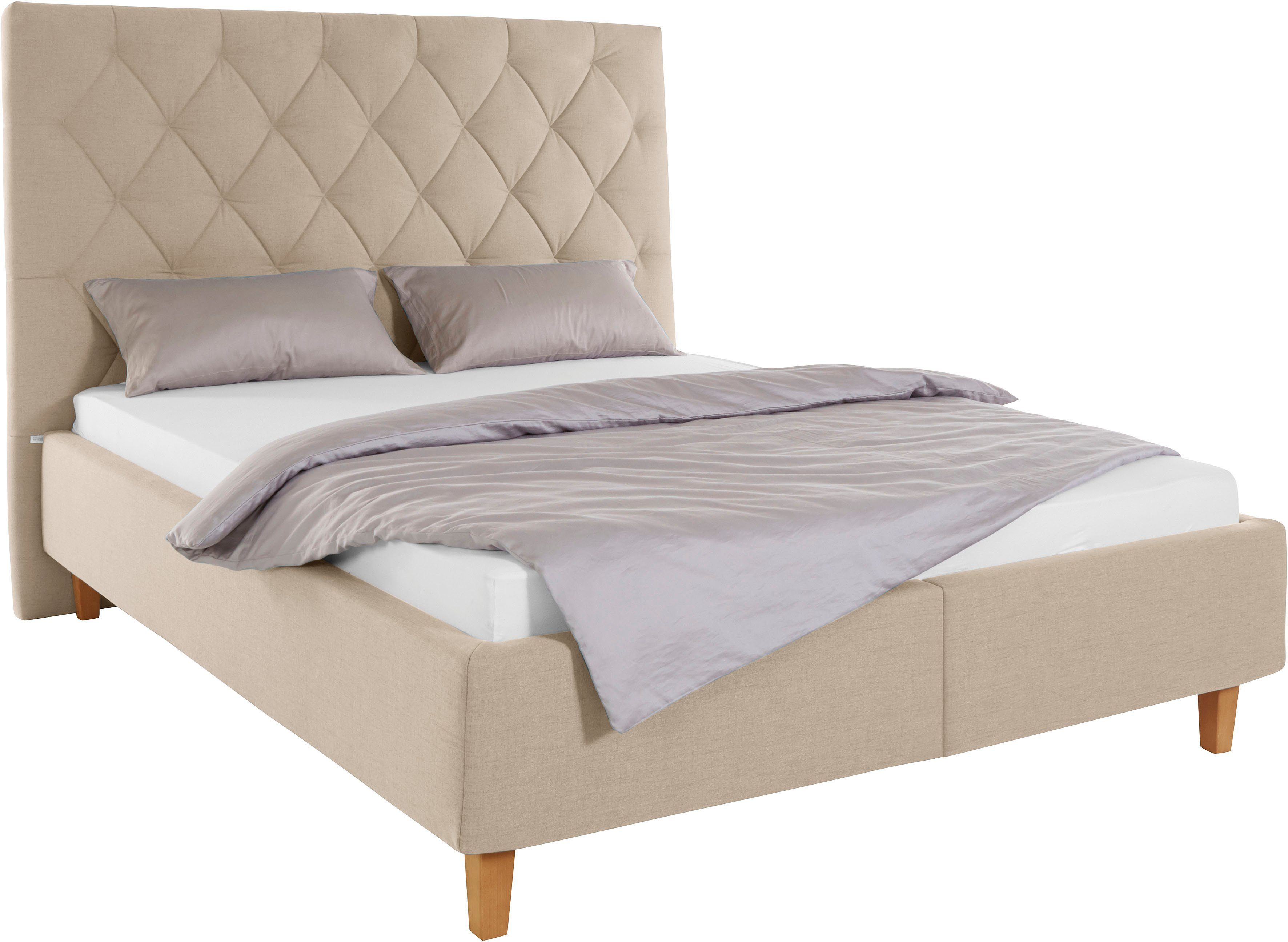 Guido Maria Kretschmer Home&Living Gestoffeerd bed Sunley 140 Kruisstiksel, hoofdbordhoogte 142 cm, zonder of met matras/lattenbodem