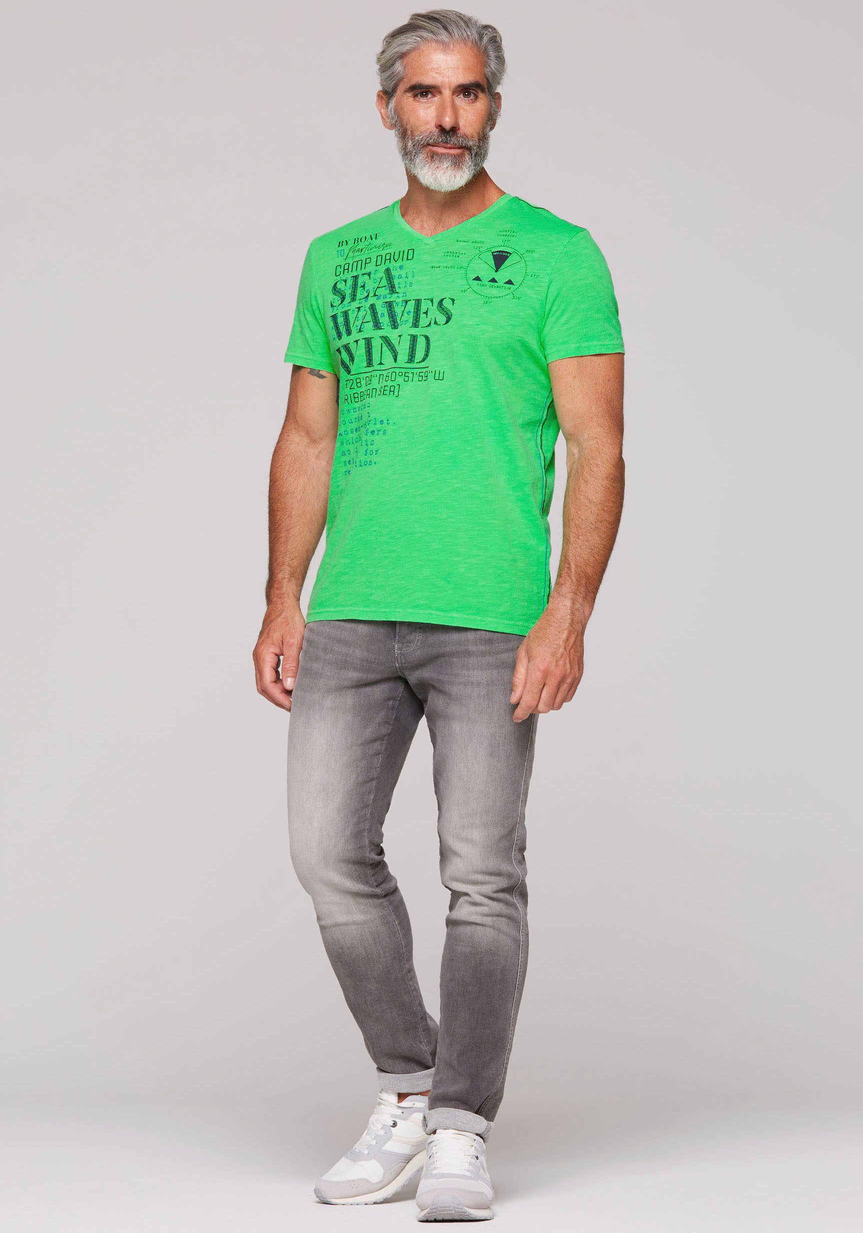 CAMP DAVID T-shirt met tekstprints