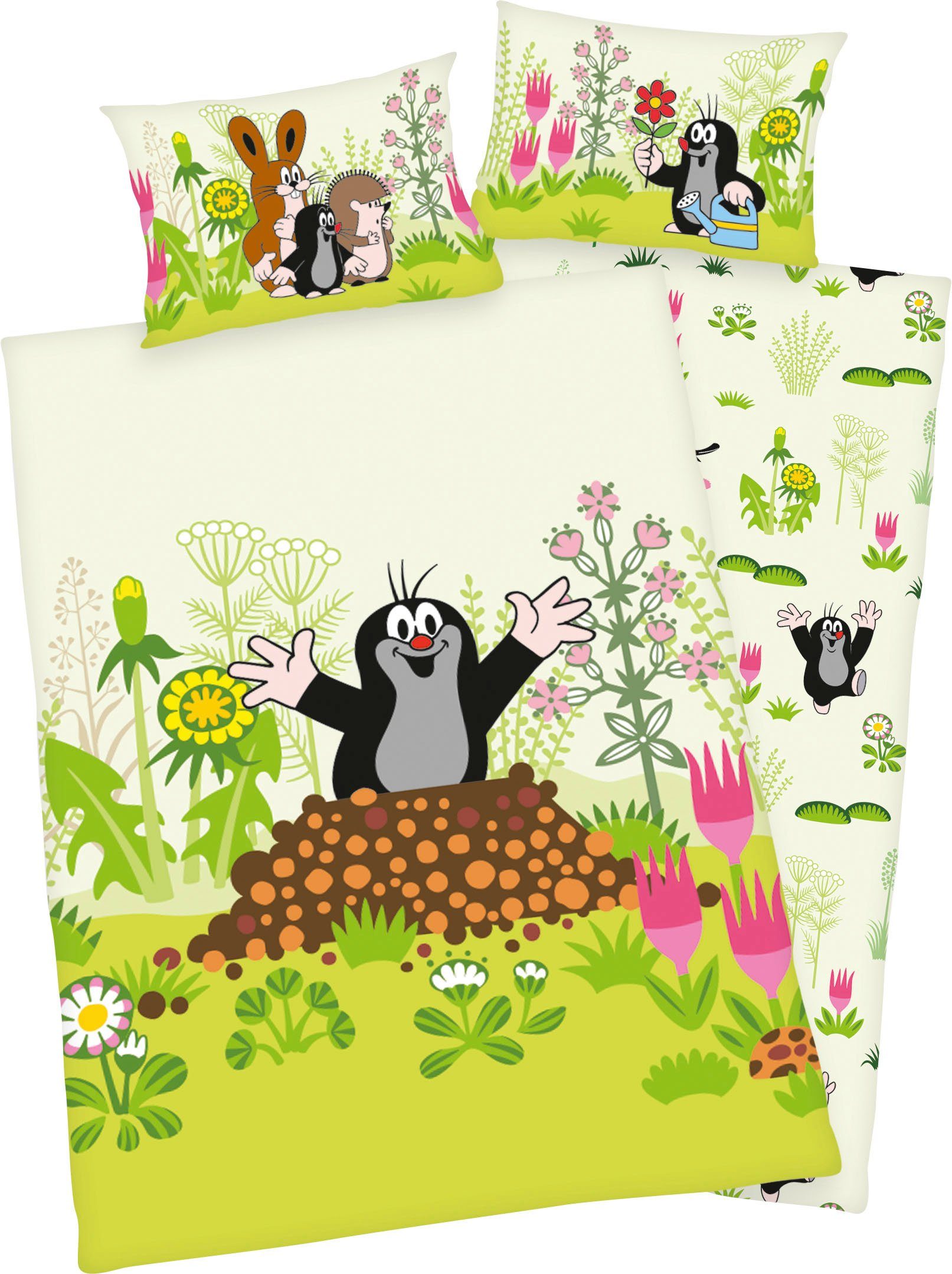 OTTO Baby-overtrekset De kleine mol met een geweldig motief dekbedovertrekken maat 1x 100x135 cm groen