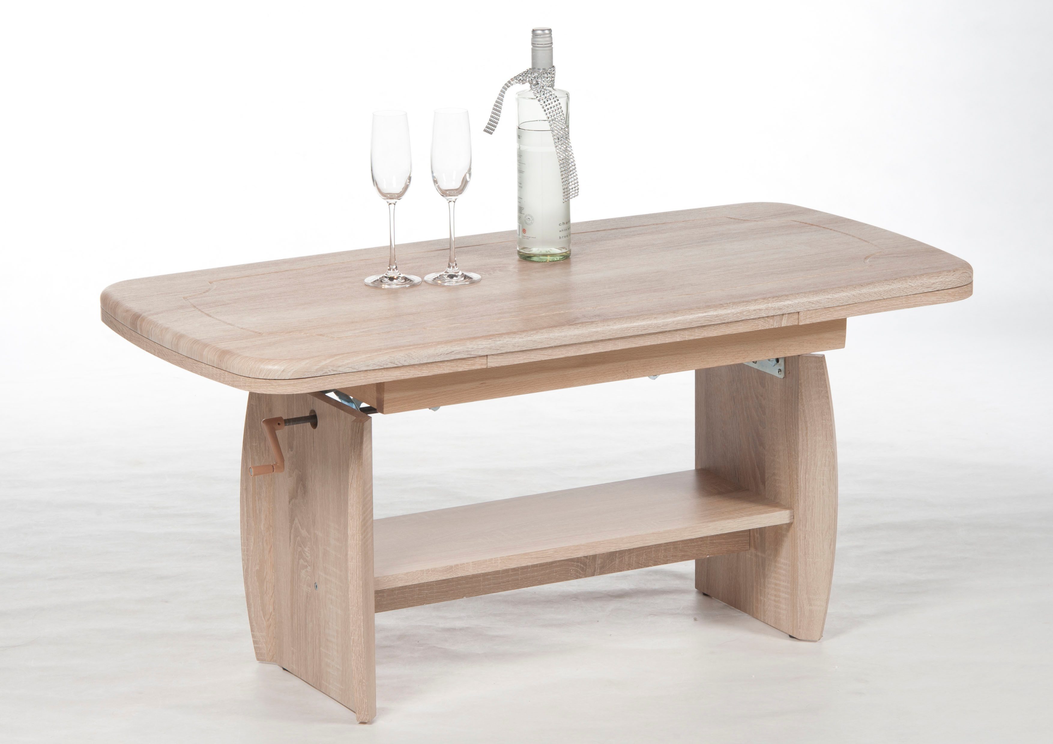 OTTO Stolkom Salontafel Kirk hoogte verstelbaar, tafel met uittrekbare functie salontafels maat 52 cm - 64 cm x 59 cm bruin
