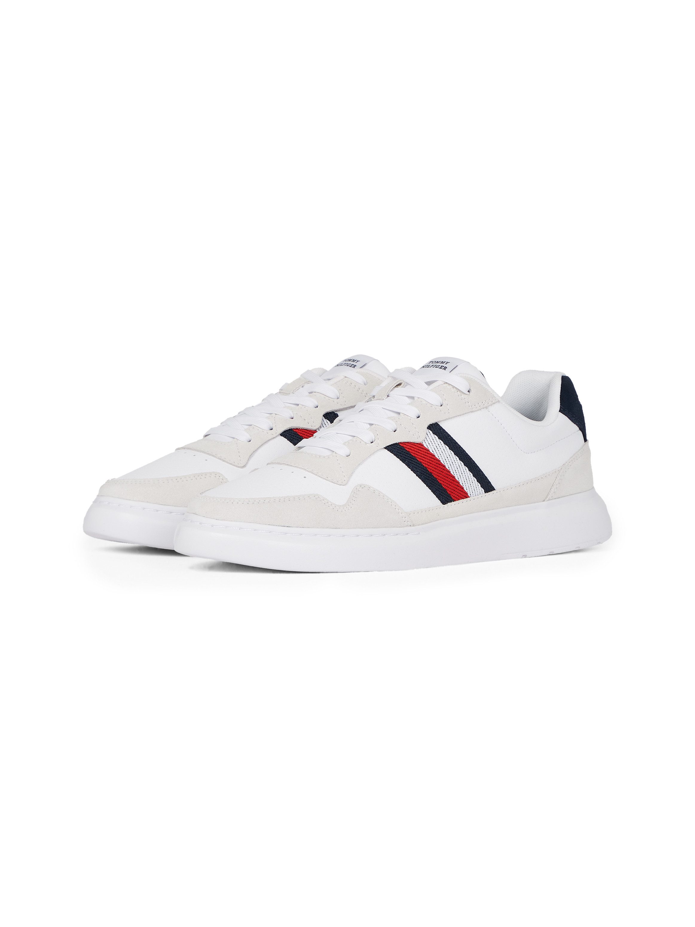 Tommy Hilfiger Sneakers met sleehak LIGHT CUPSOLE LTH MIX STRIPES , vrijetijdsschoen, lage schoen, veterschoen met zijstrepen