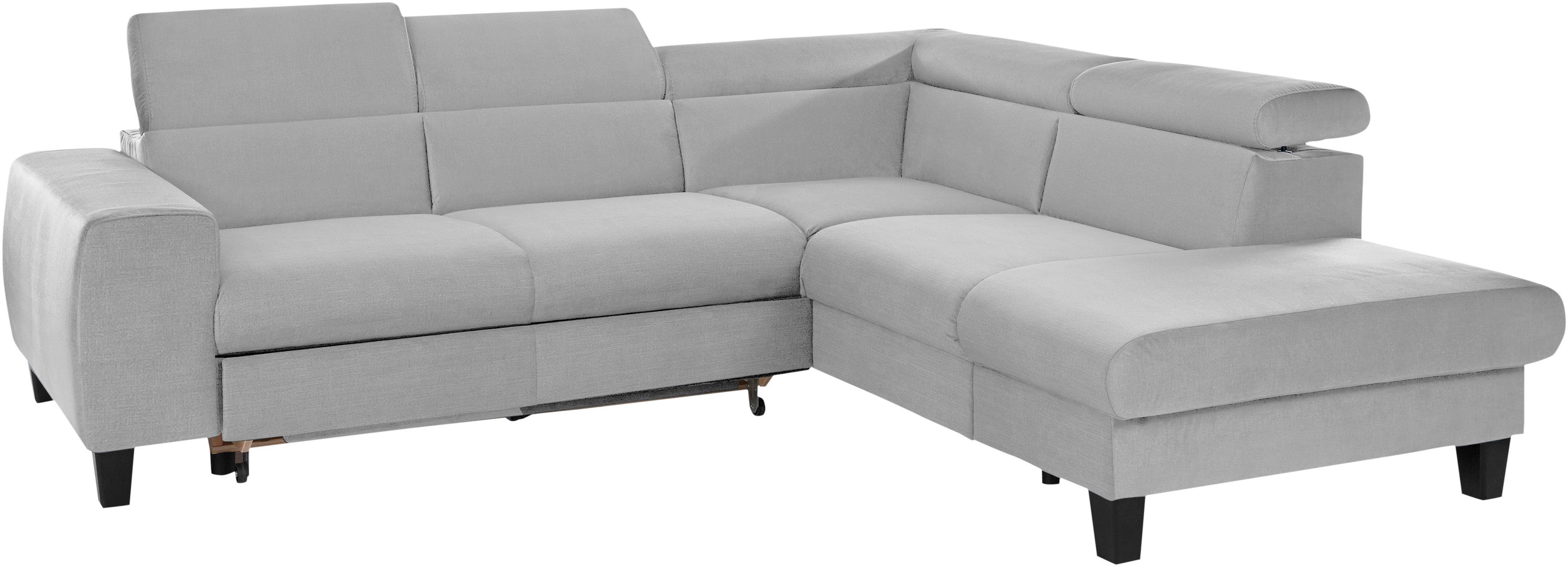 COTTA Hoekbank Morven L-vorm met hoofdeindeverstelling keuze met bedfunctie, bedlade & draadloze oplader