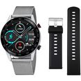 lotus smartwatch 50017-1 (set, 2-delig, met verwisselbare armband van zwart silicone) zilver