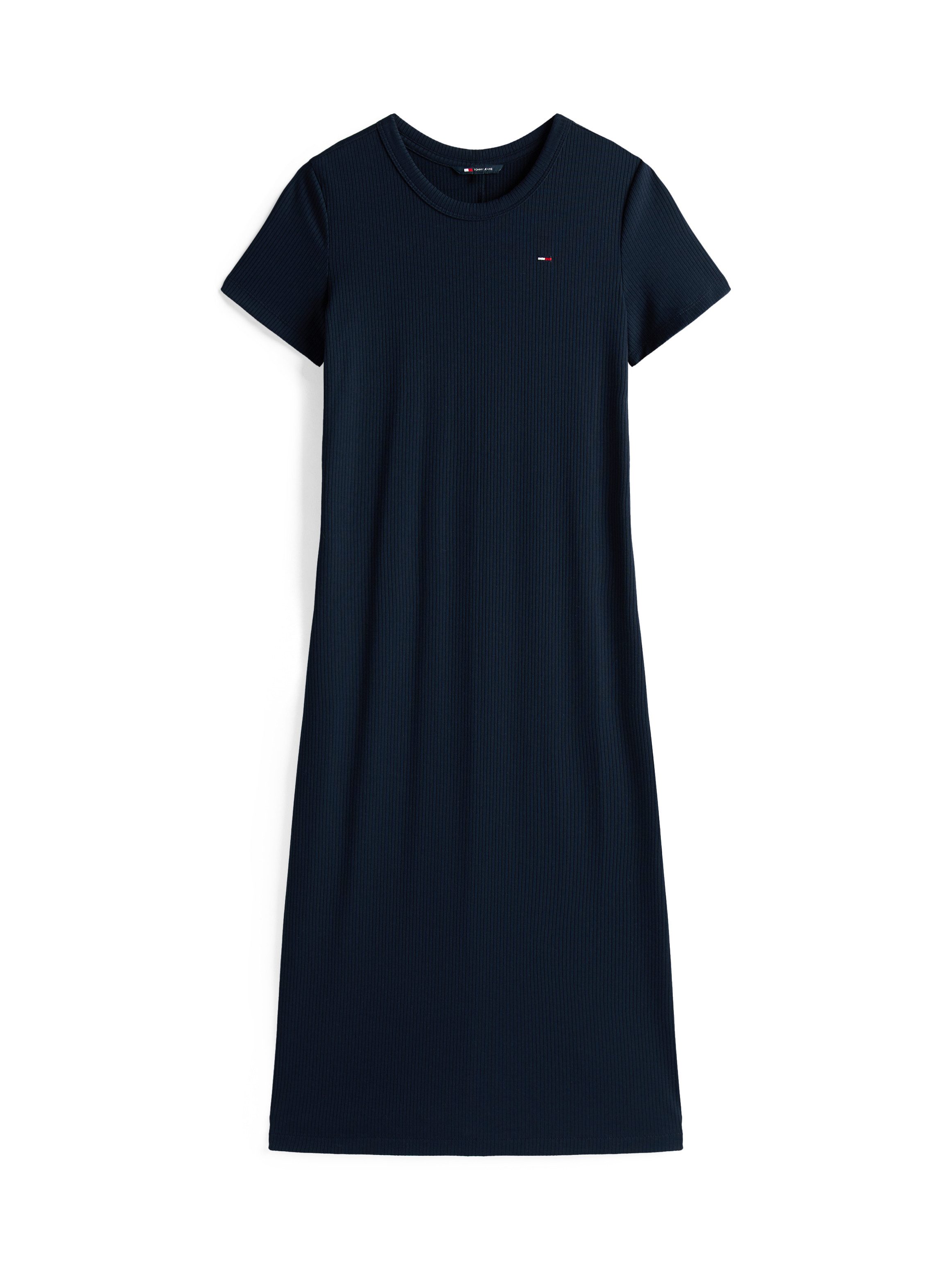 TOMMY JEANS Jerseyjurk met geribbelde structuur, logo-borduursel