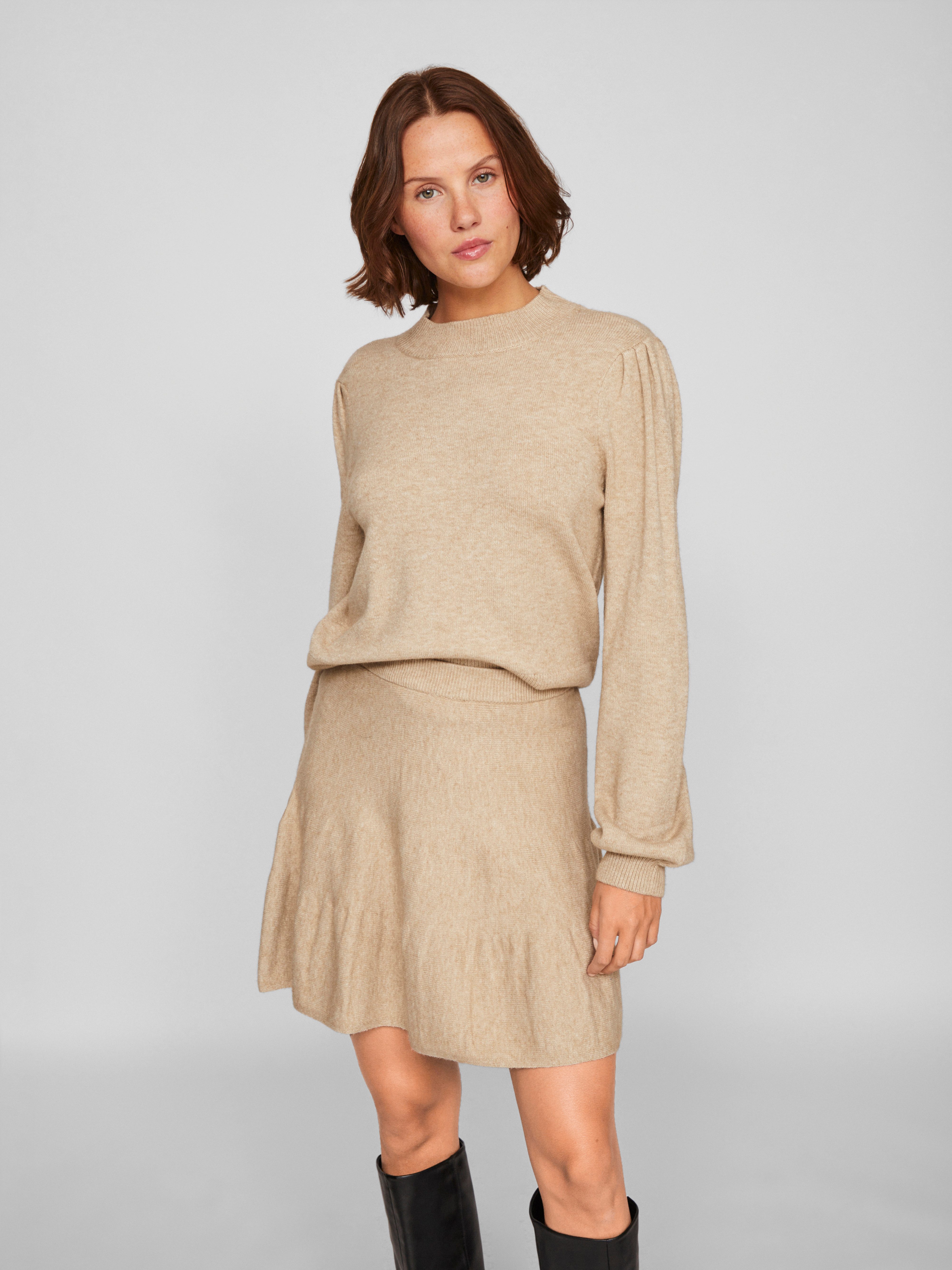 Vila Trui met ronde hals VIRIL TURTLE-NK BALLOON L/S TOP - NOOS