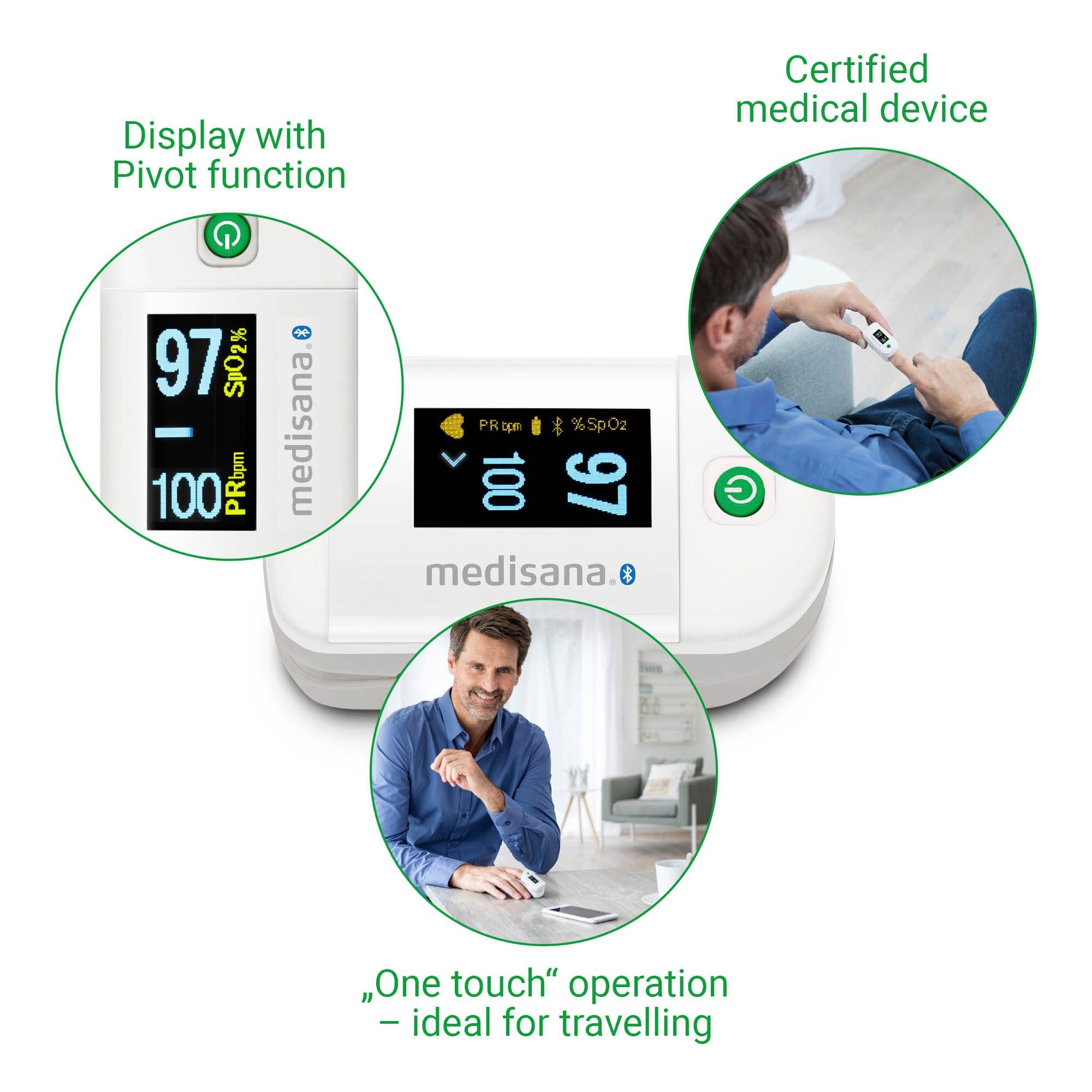 Medisana Saturatiemeter PM 100 Connect, Bluethooth