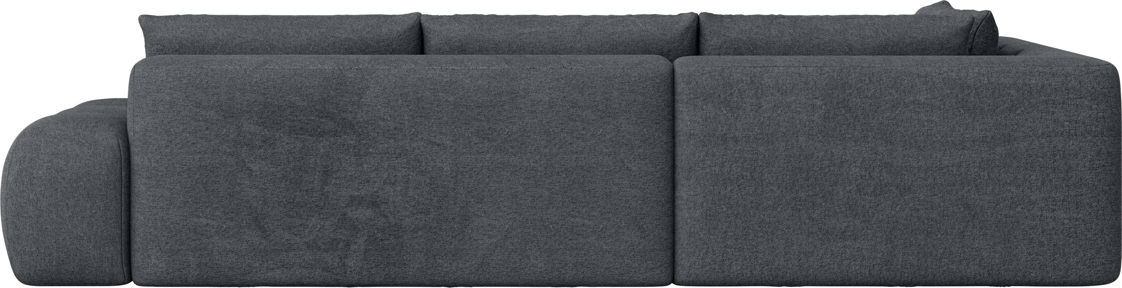 INOSIGN Hoekbank AZITA designsofa, elegant en comfortabel L-vorm, bubbel-look losse rugkussens, droomachtige stiksels, afmetingen b/d/h: 352/210/72 cm