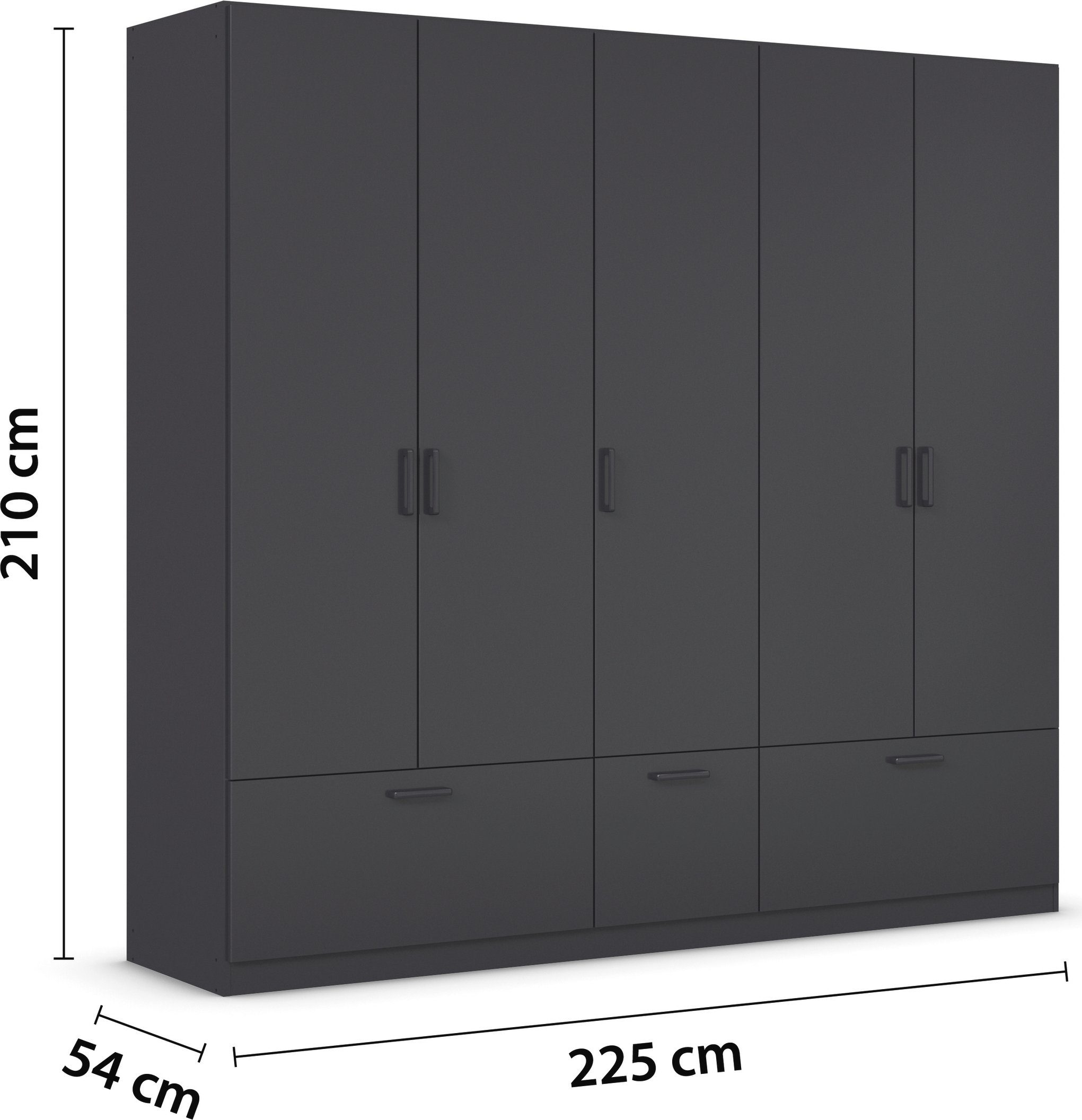 rauch Draaideurkast Kledingkast kast garderobe waskast BARI met lades en moderne greep in grijs metallic made in germany