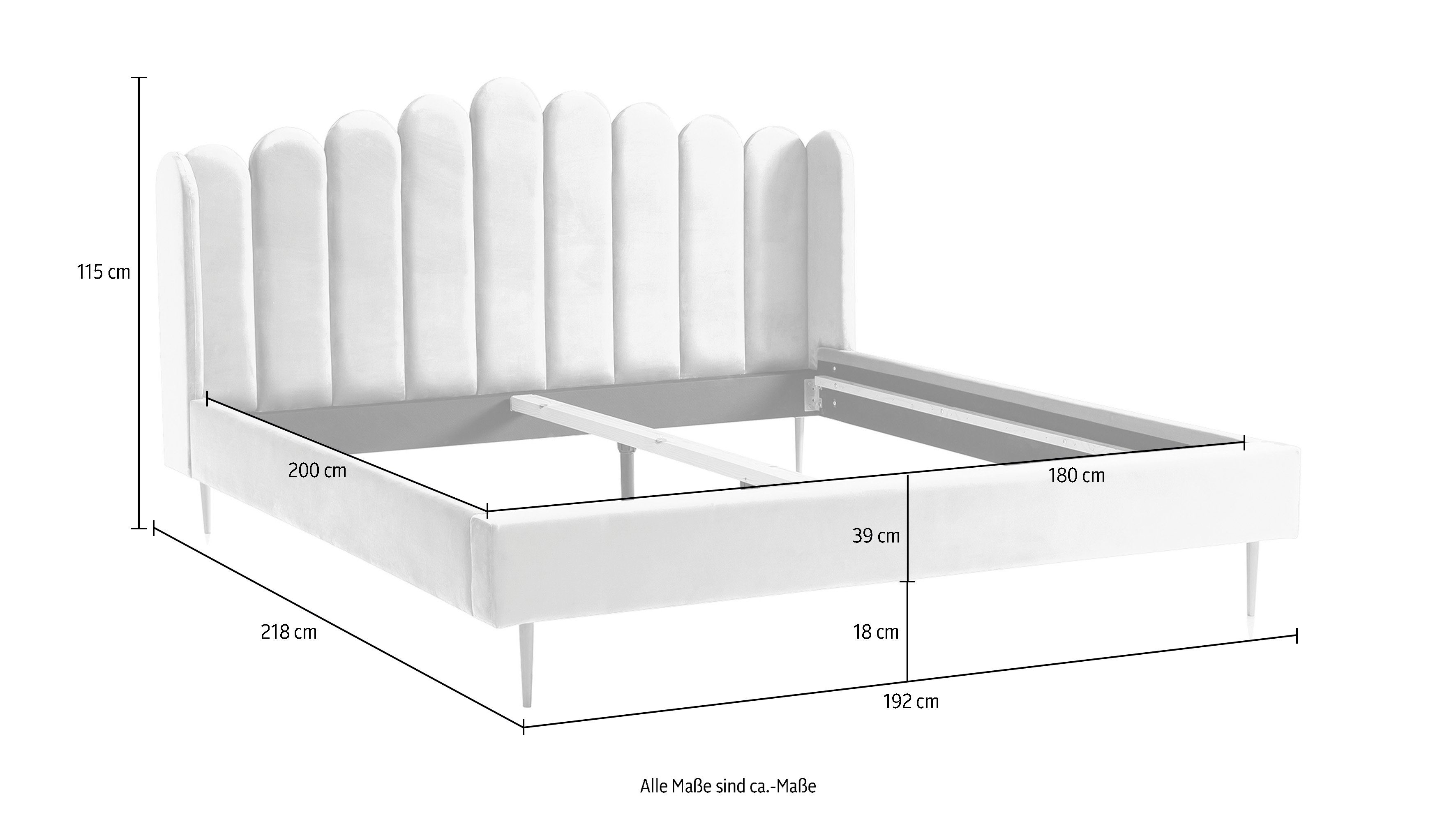 SalesFever Gestoffeerd bed Fluwelen bekleding, goudkleurige metalen poten
