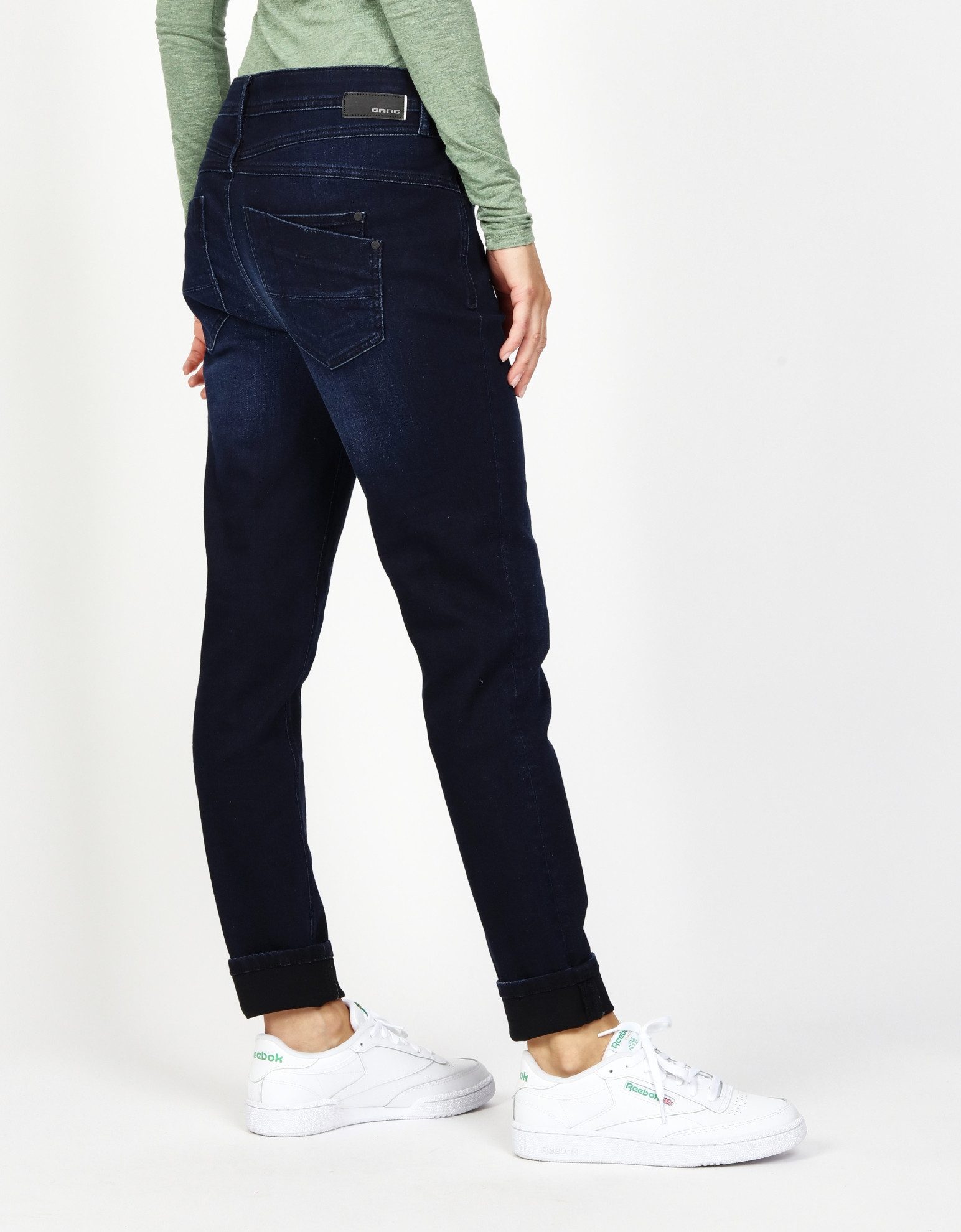 GANG 5-pocket jeans 94AMELIE van sweatdenim met schuine diep zittende achterzakken