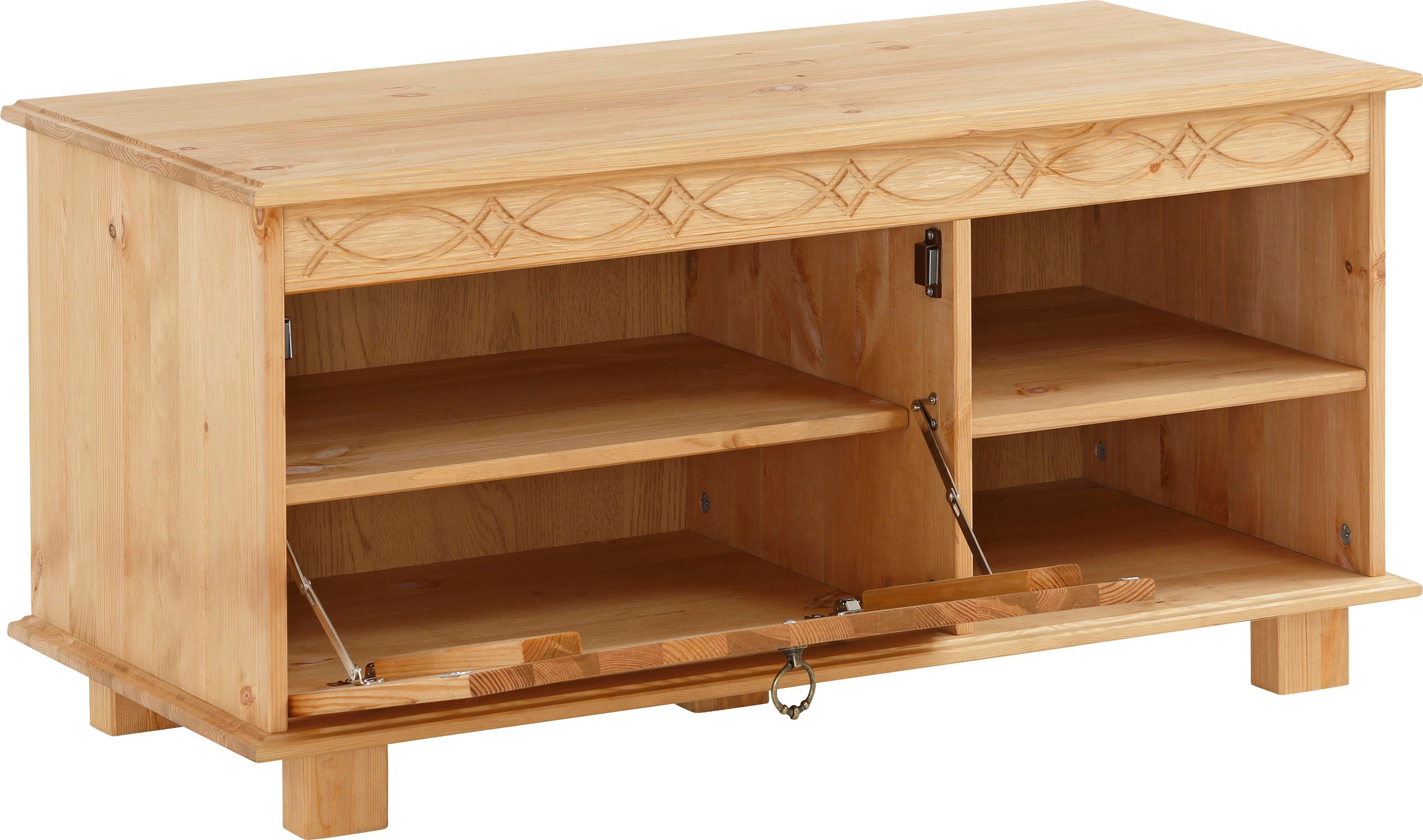 Home affaire Schoenenbank Indra van massief dennenhout, fsc®, breedte 90 cm, discreet ornament