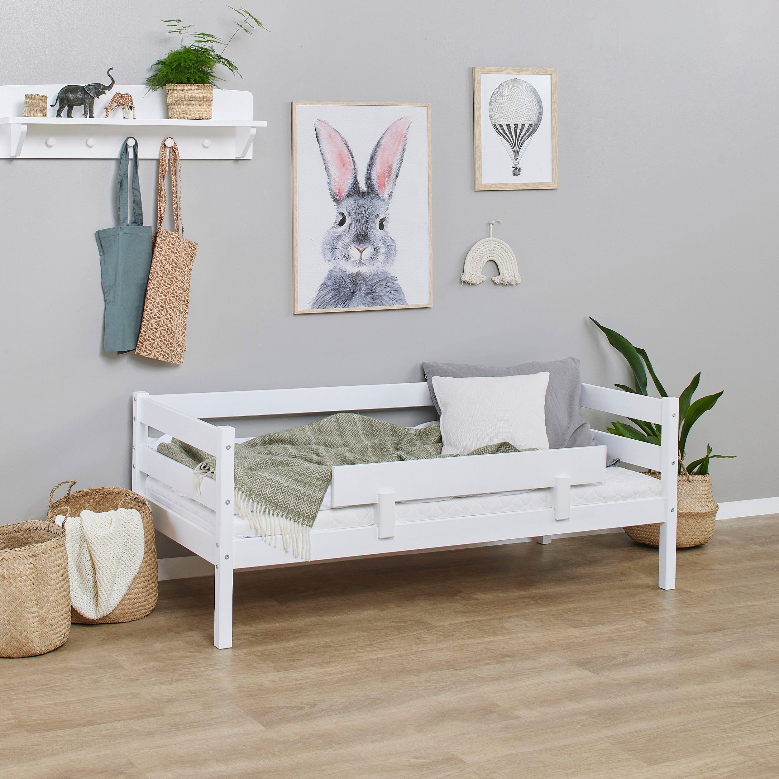 Hoppekids 1-persoonsledikant ECO Comfort kinderbed, massief grenenhout, tienerbed inclusief lattenbodem (set)