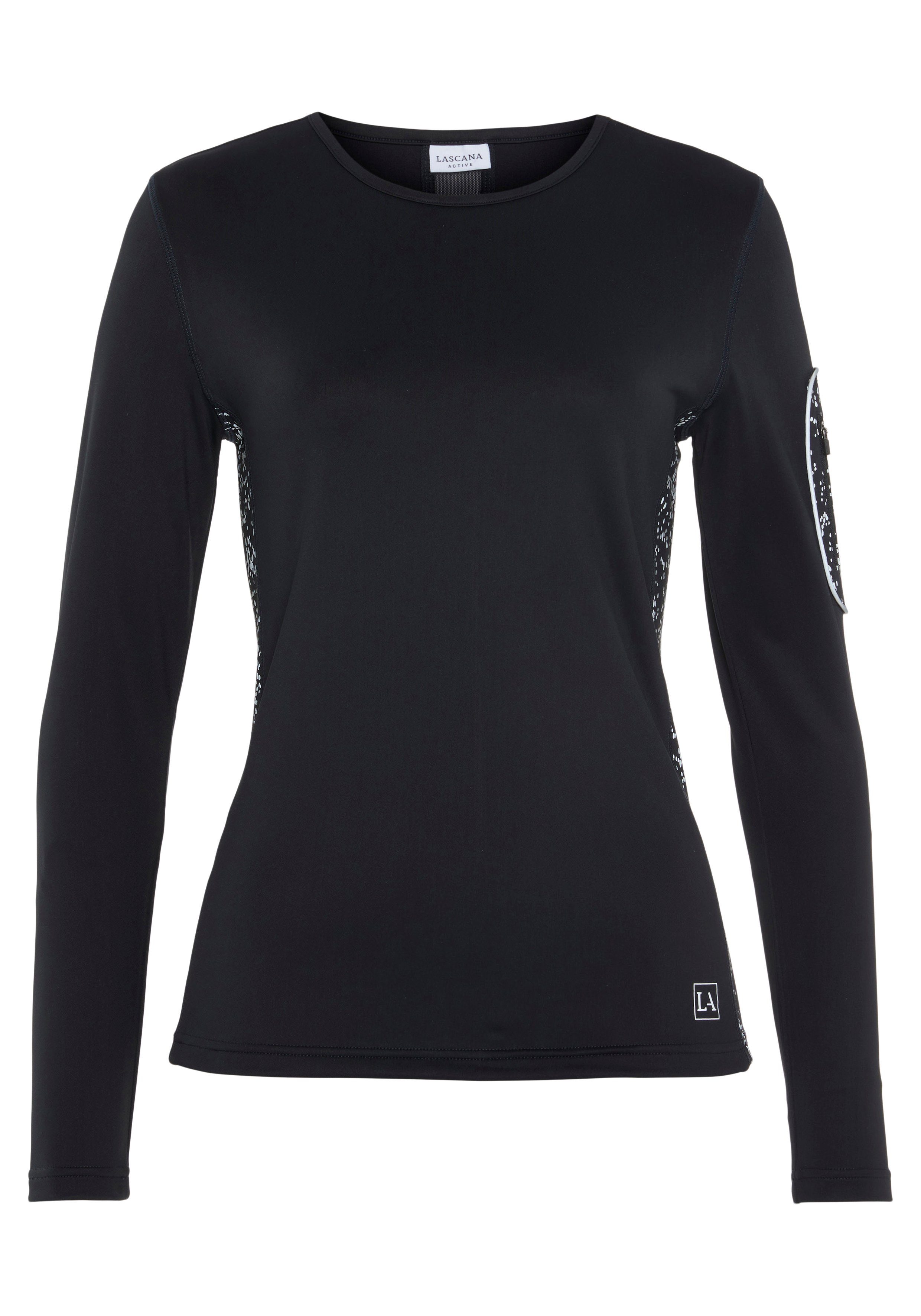 active by Lascana Runningshirt -shirt met lange mouwen met reflecterende print en praktische armtas