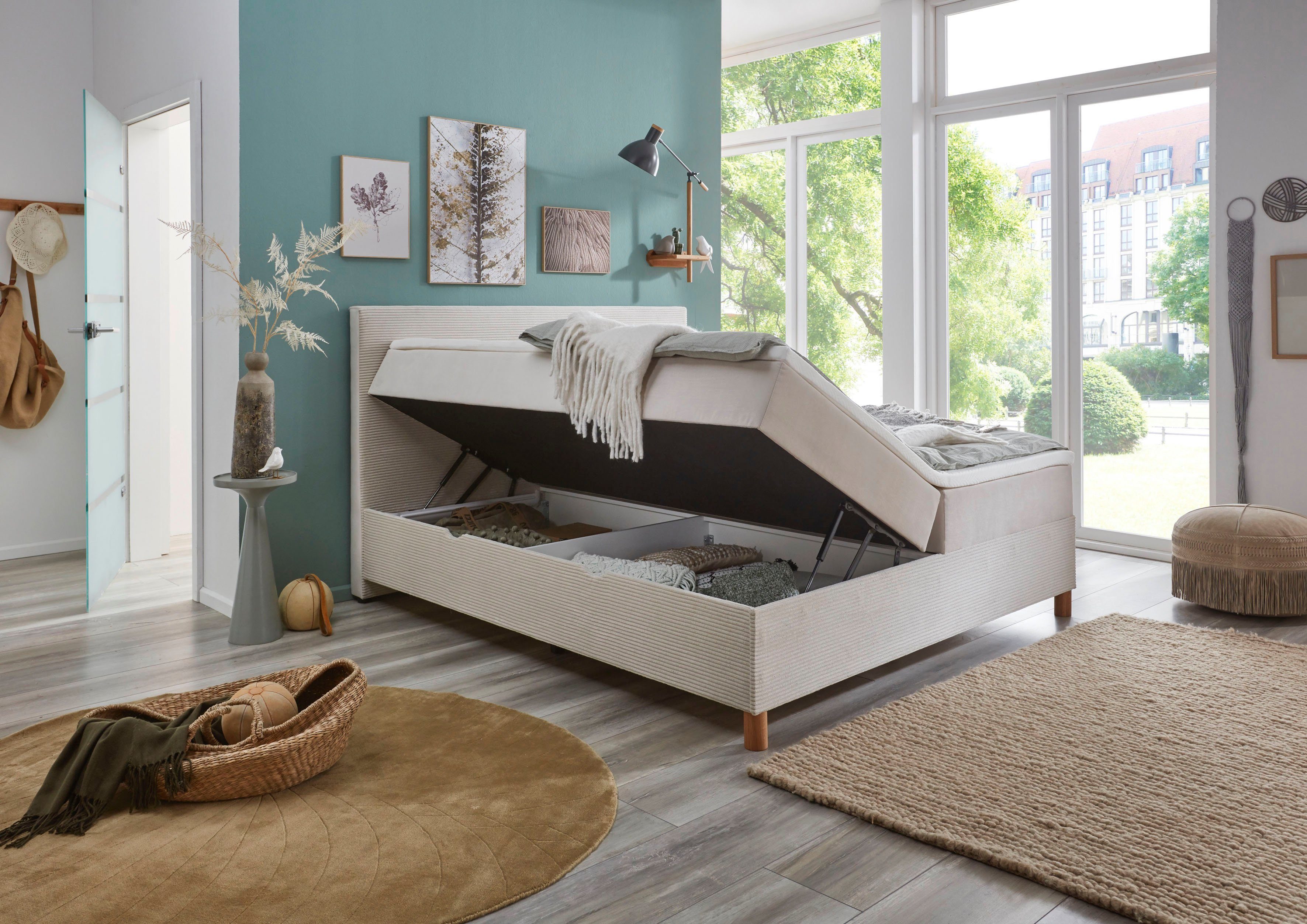 meise.möbel Boxspring Corsica met bedkist en topmatras, bekleding in een stof- en cordmix