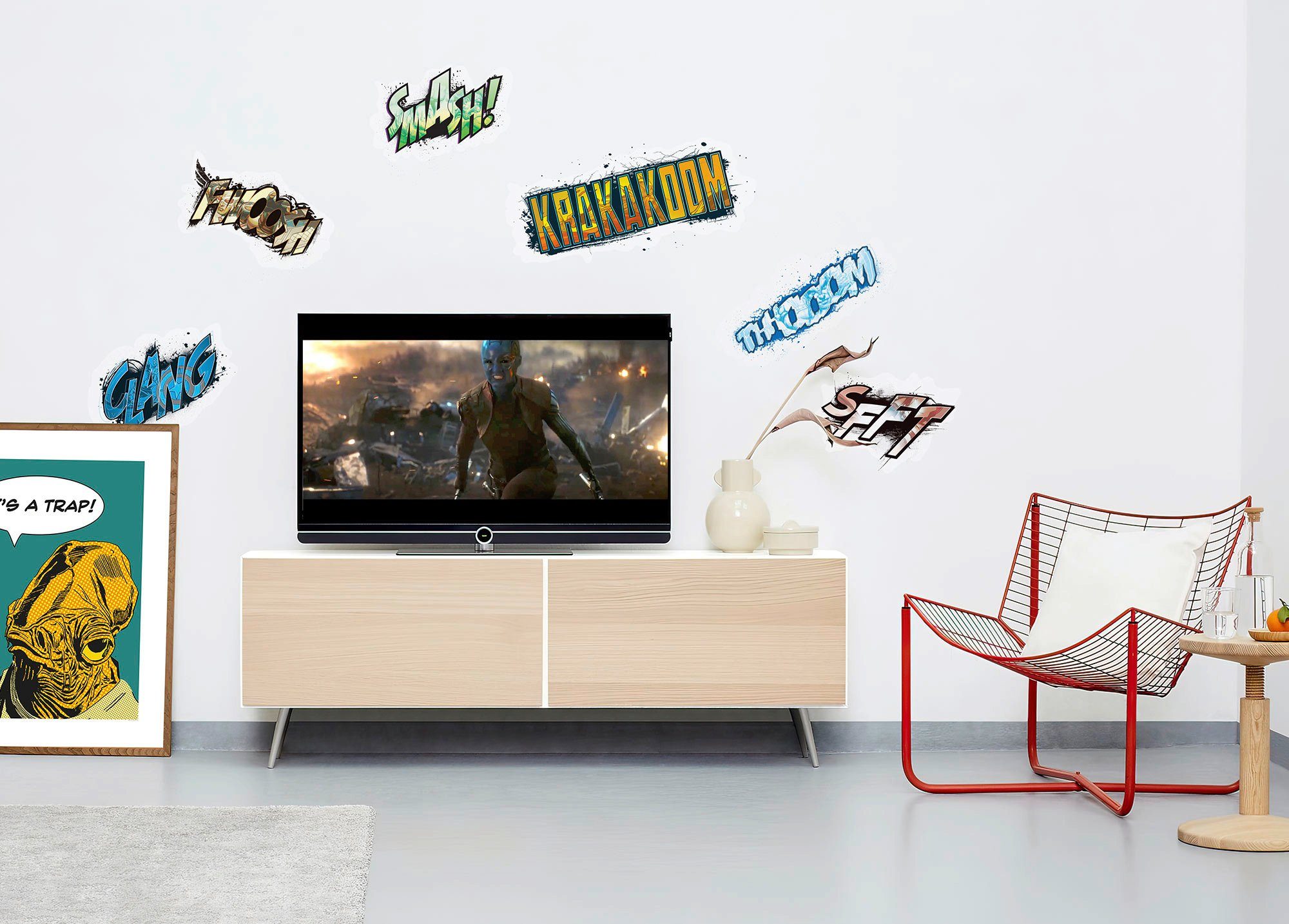Komar Wandfolie Avengers Sounds - afm. 50 x 70 cm zelfklevend, wandstickers, kinderkamer (6-delig)