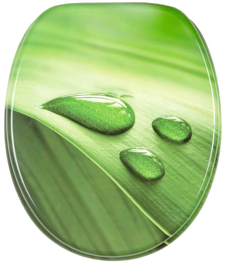 Sanilo Set badkameraccessoires Green Leaf bestaand uit toiletzitting, badmat en wastafelplug (complete set, 3-delig)