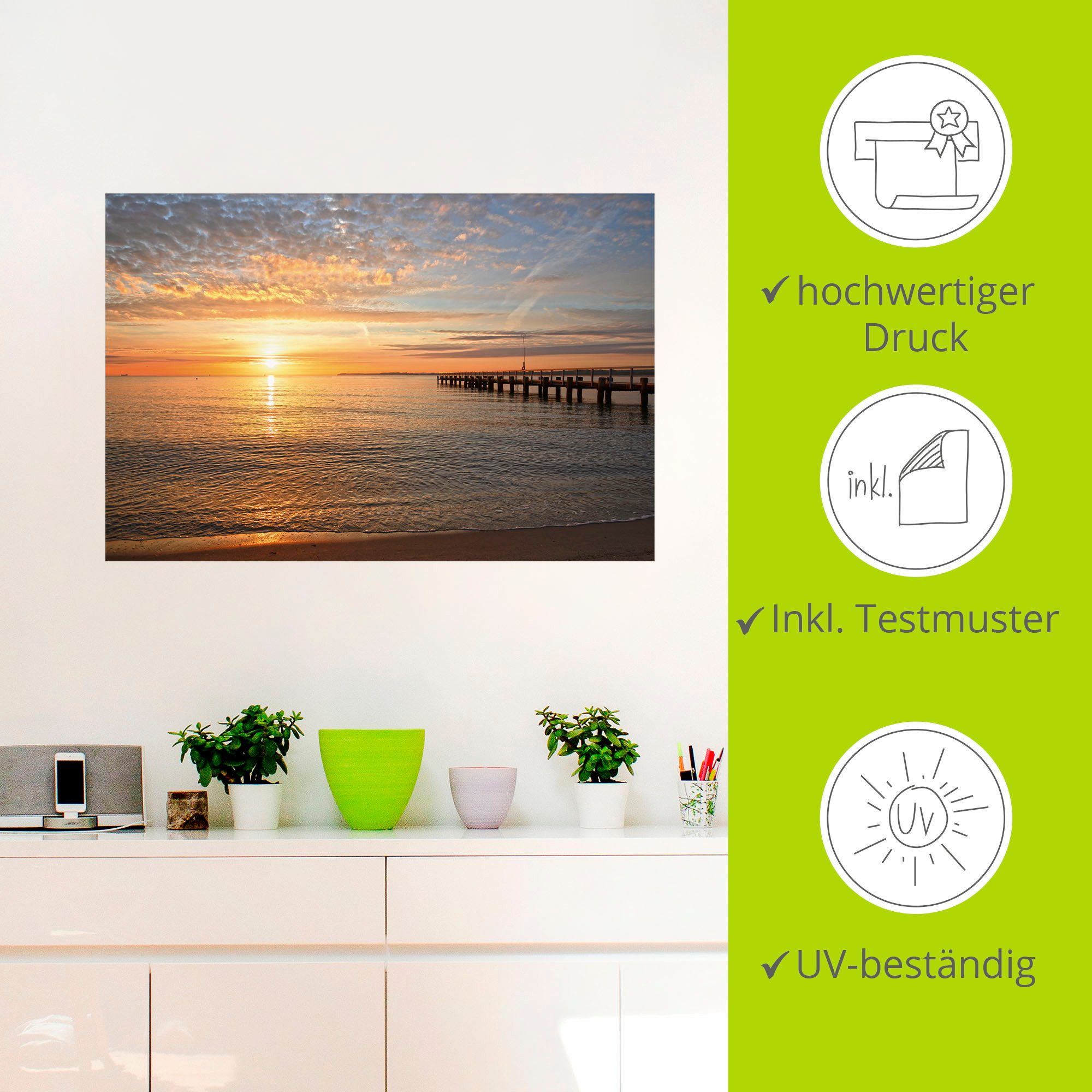 Artland Artprint ‘s Morgens vroeg aan de Oostzee als artprint van aluminium, artprint voor buiten, artprint op linnen, poster, muursticker