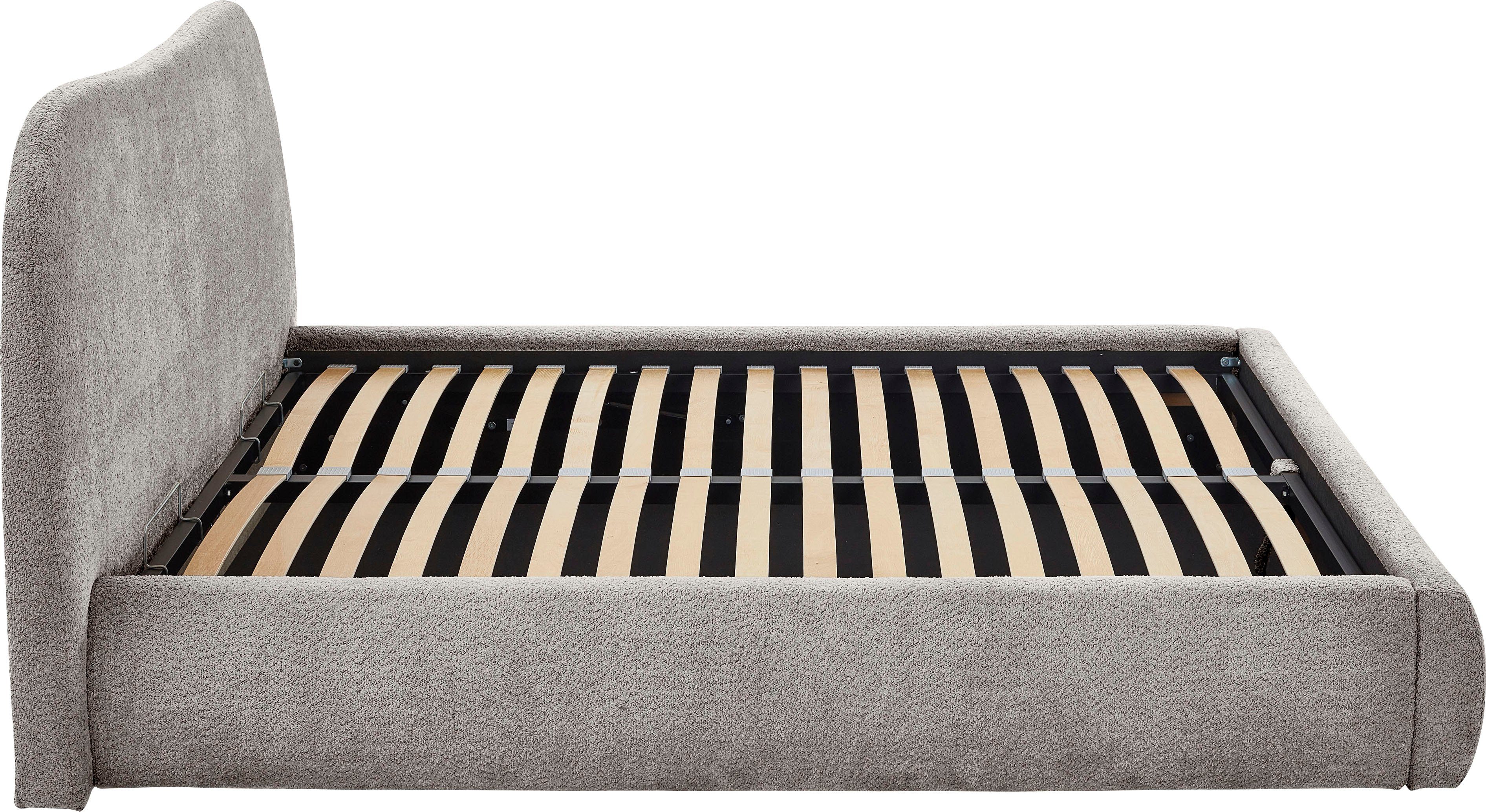 ATLANTIC home collection Gestoffeerd bed Sophie met of zonder opbergruimte, hoogwaardige bouclé bekleding