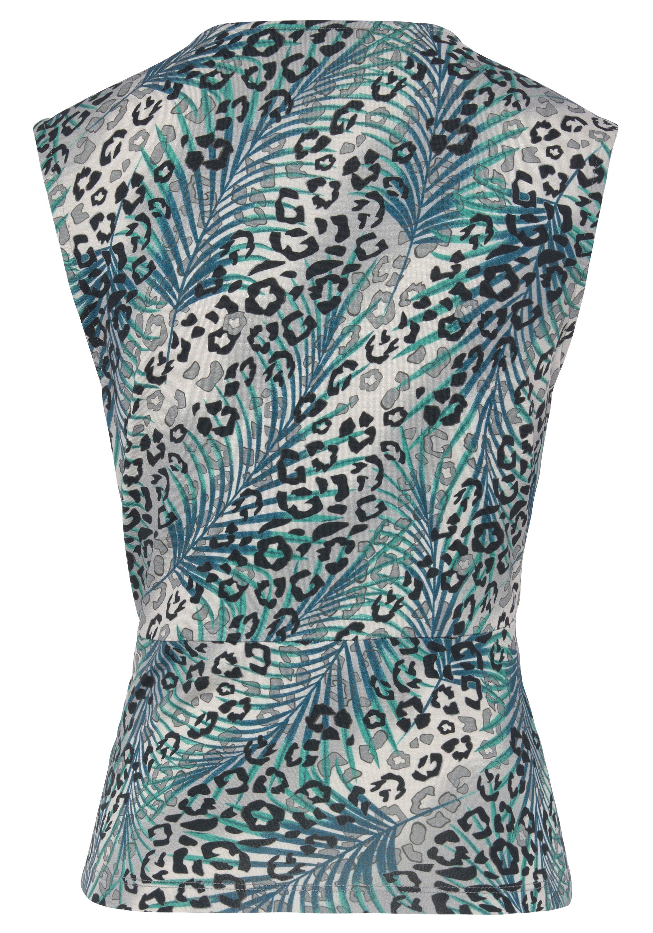 Lascana Shirttop met rimpelingen op de schouder blousetop met dierenprint