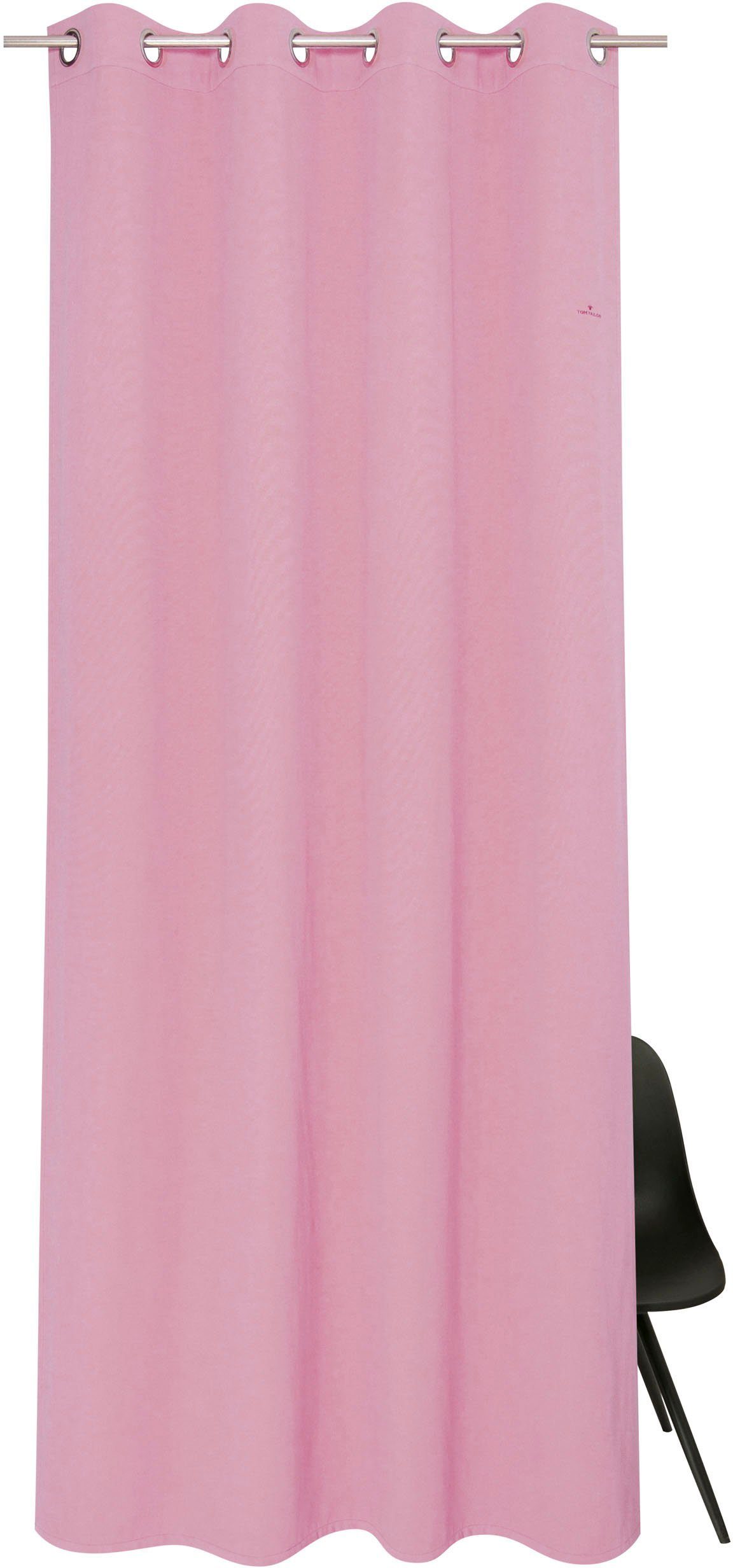 TOM TAILOR HOME Gordijn Dove Signature met opgestikt logo (1 stuk) kant & klaar gordijnen maat 1 roze