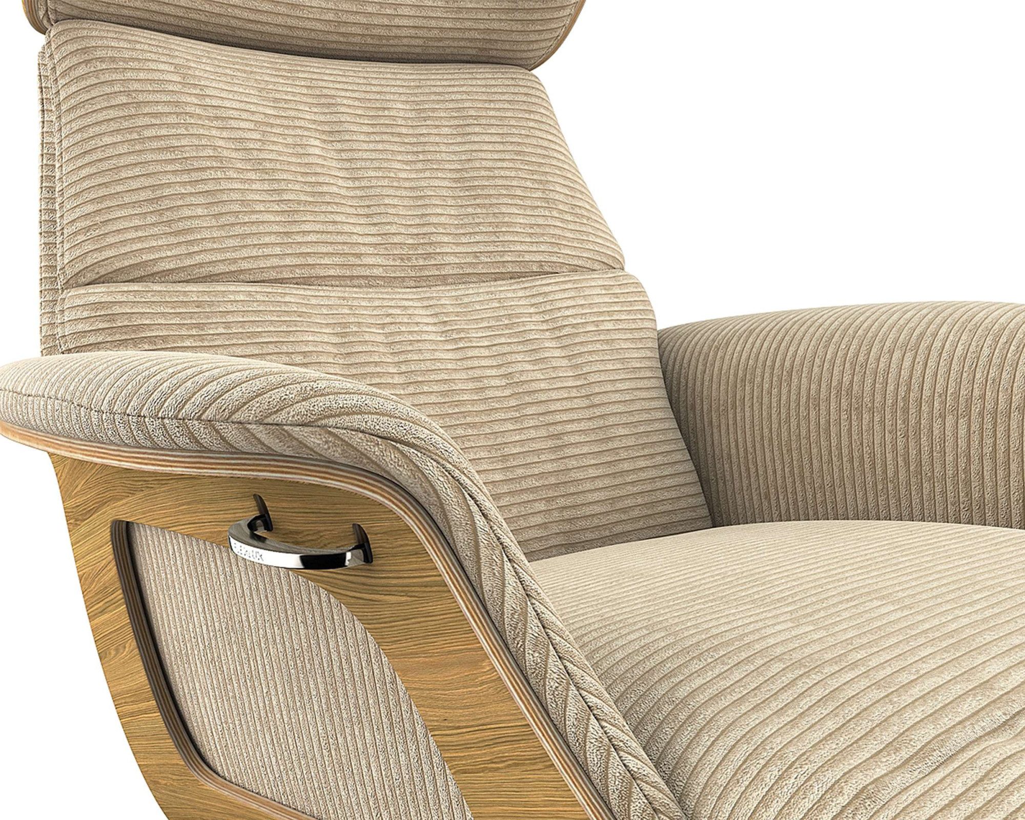 FLEXLUX Loungestoel Clement chaise longue, relaxstoel, ligstoel Rug- en hoofdsteunverstelling, armleuning, geolied eiken, voet van aluminium