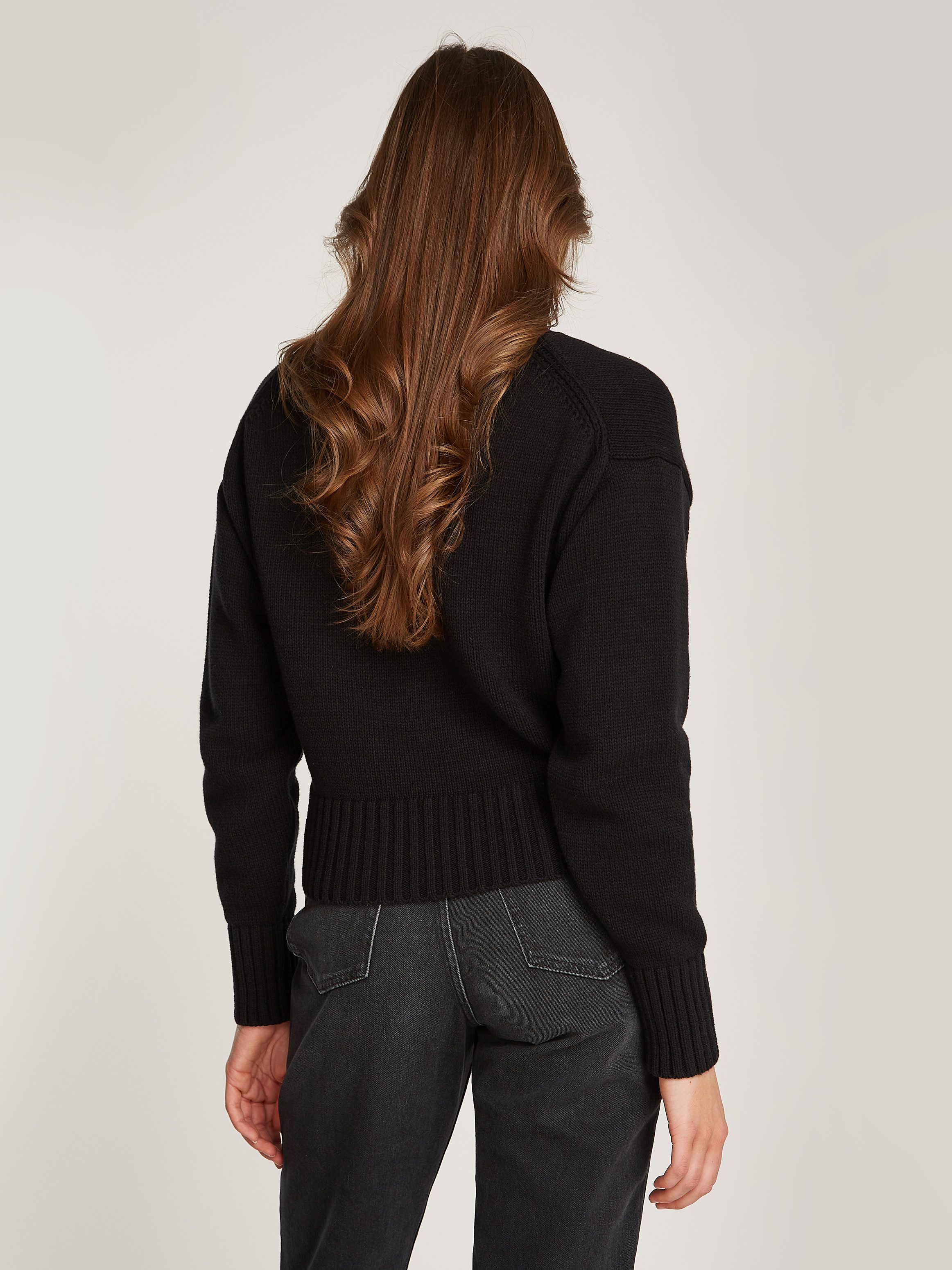Calvin Klein Trui met staande kraag CHENILLE MONOLOGO SWEATER