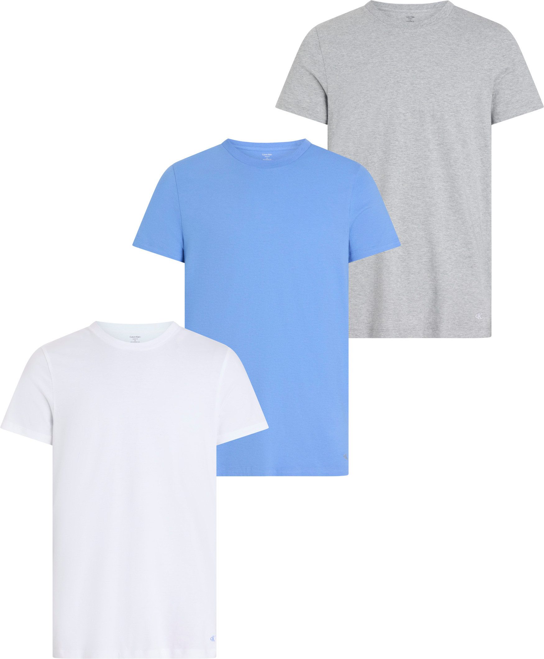 Calvin Klein T-shirt S/S CREW NECK 3PK met geborduurd logo (3-delig, Set van 3)