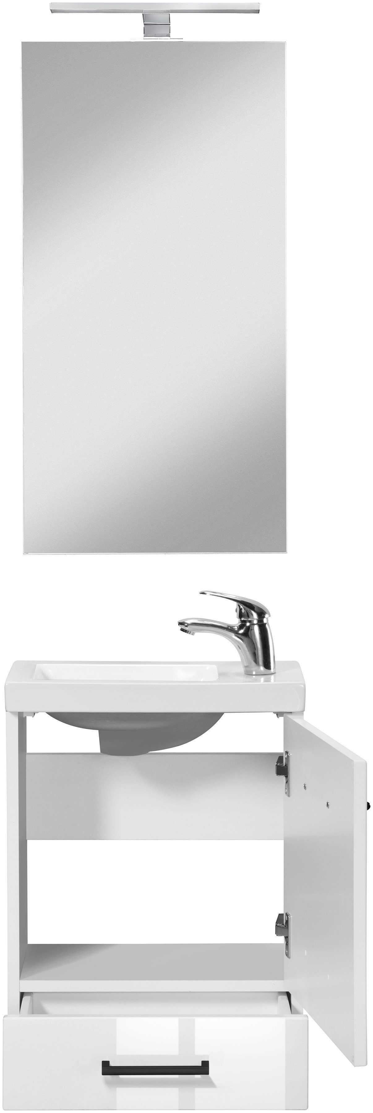 welltime Badkamerserie Trento, in verschillende designs en kleuren Gastenbadkamer, wastafelmeubel, 40 cm, met zwarte grepen (4-delig)