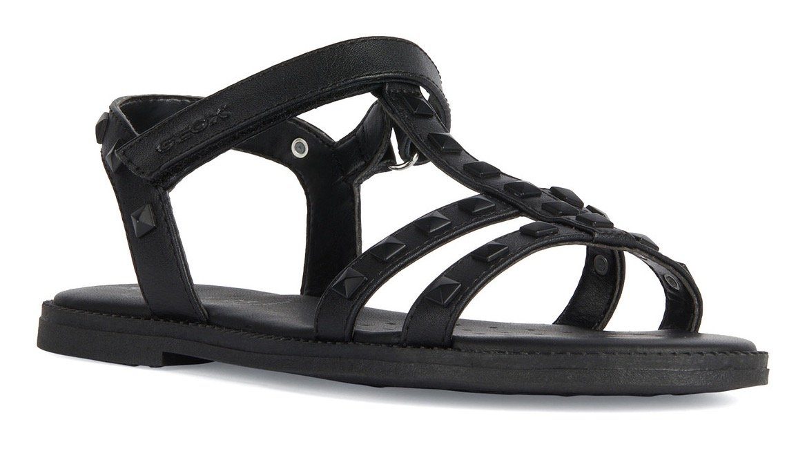 Geox Sandalen J SANDAL KARLY GIRL , zomerschoen, klittenbandschoen, sandaal, met bloemen applicatie meisjes sandalen maat 35 EU zwart