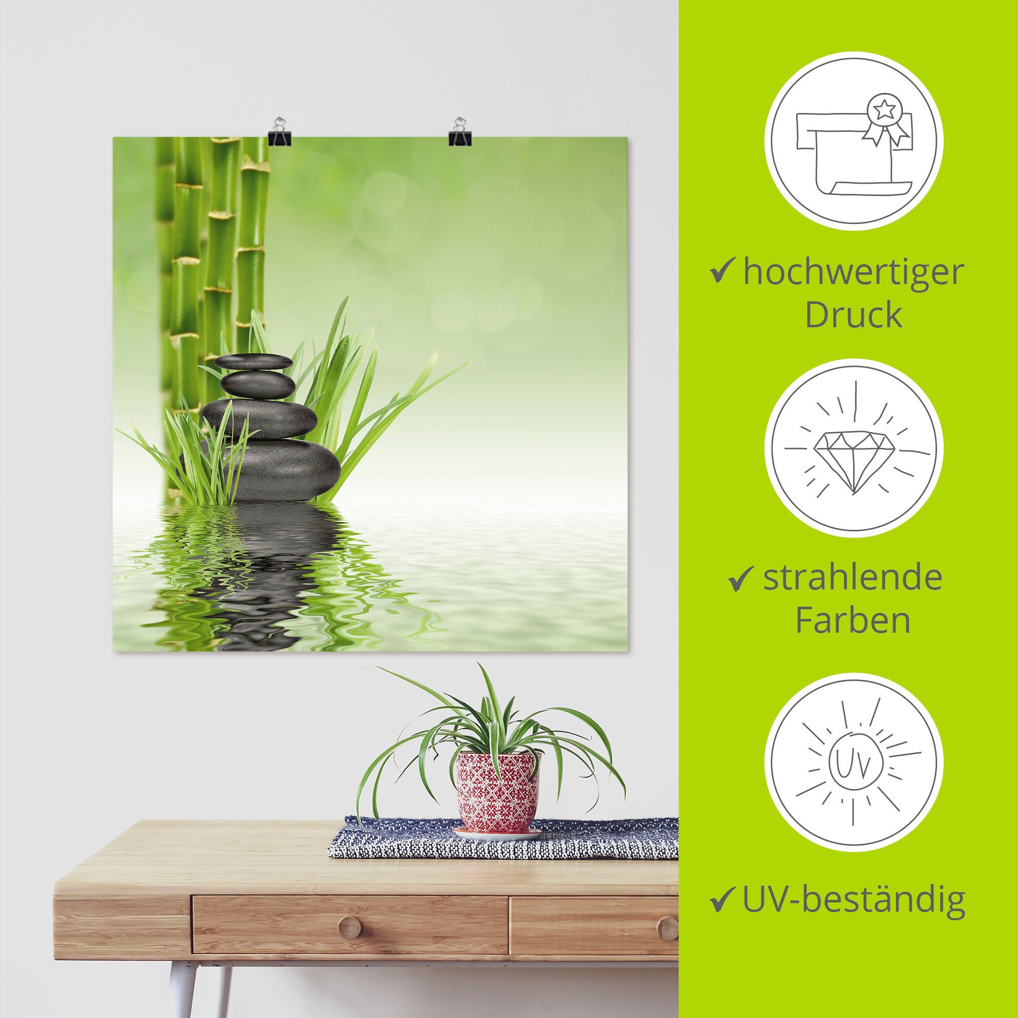 Artland Artprint Spa stenen als artprint van aluminium, artprint voor buiten, artprint op linnen, poster, muursticker