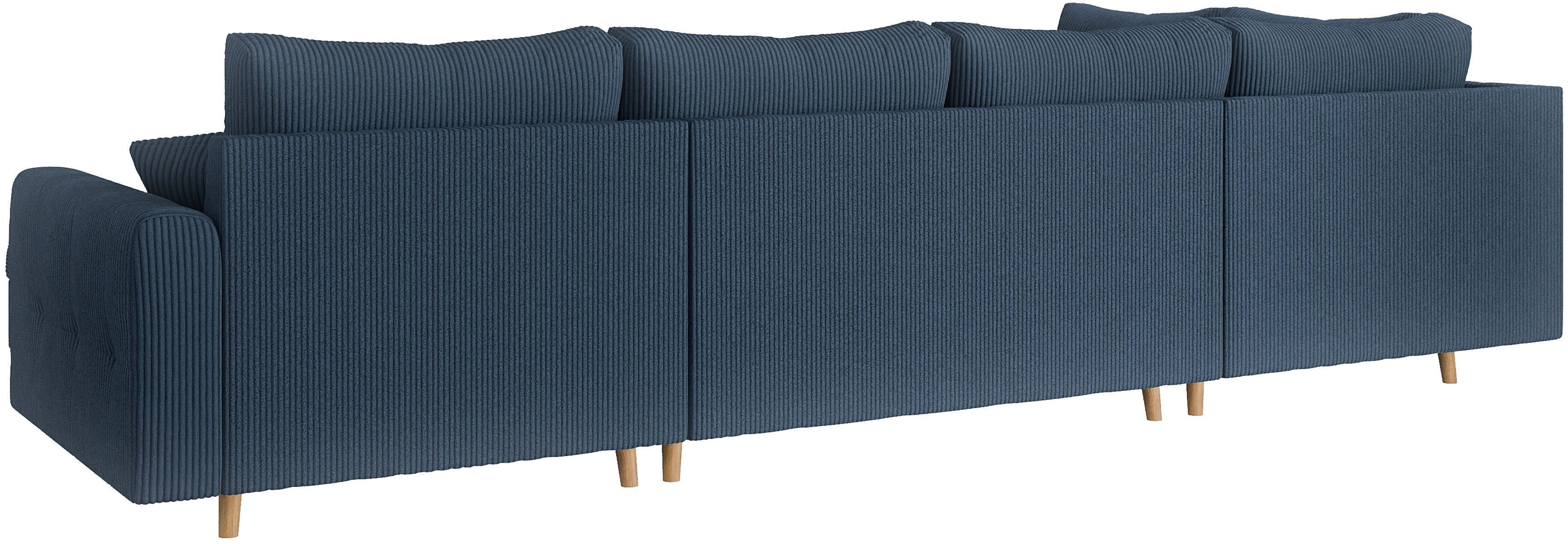 Home affaire Zithoek CHARRE U-vorm met ottomane, afmetingen B/D/H: 310/161/81 cm fijne stiksels, losse rug- en sierkussens, ook in cord en bouclé