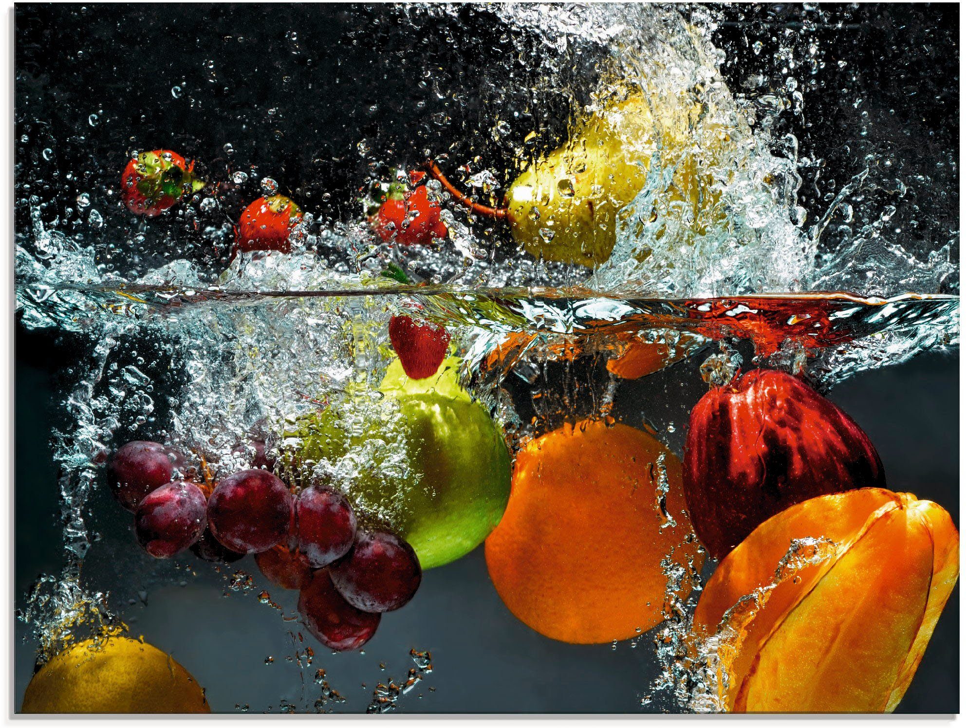 Artland Print op glas Fruit in opspattend water (1 stuk)