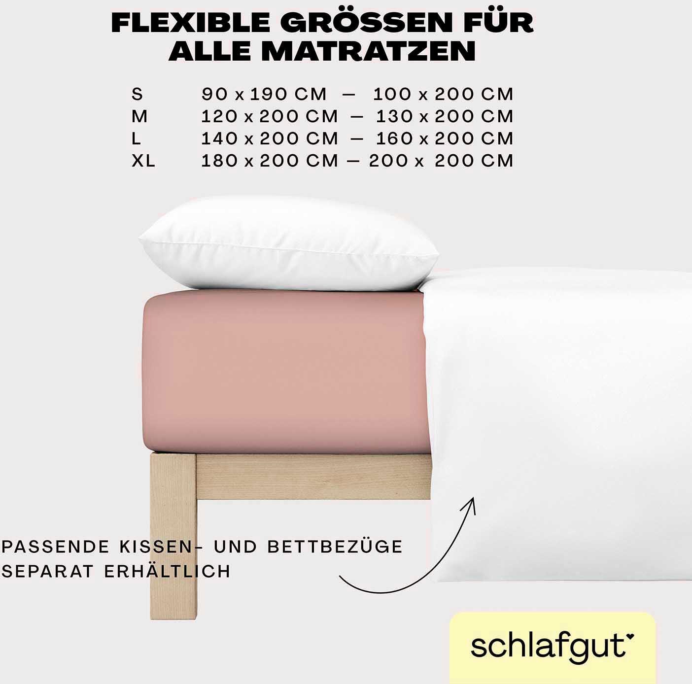 Schlafgut Hoeslaken EASY van 100% katoen, zacht & absorberend, merk-beddengoed voor matrassen tot 22 cm hoogte, in 90x200, 140x200 of 180x200 cm (1 stuk)