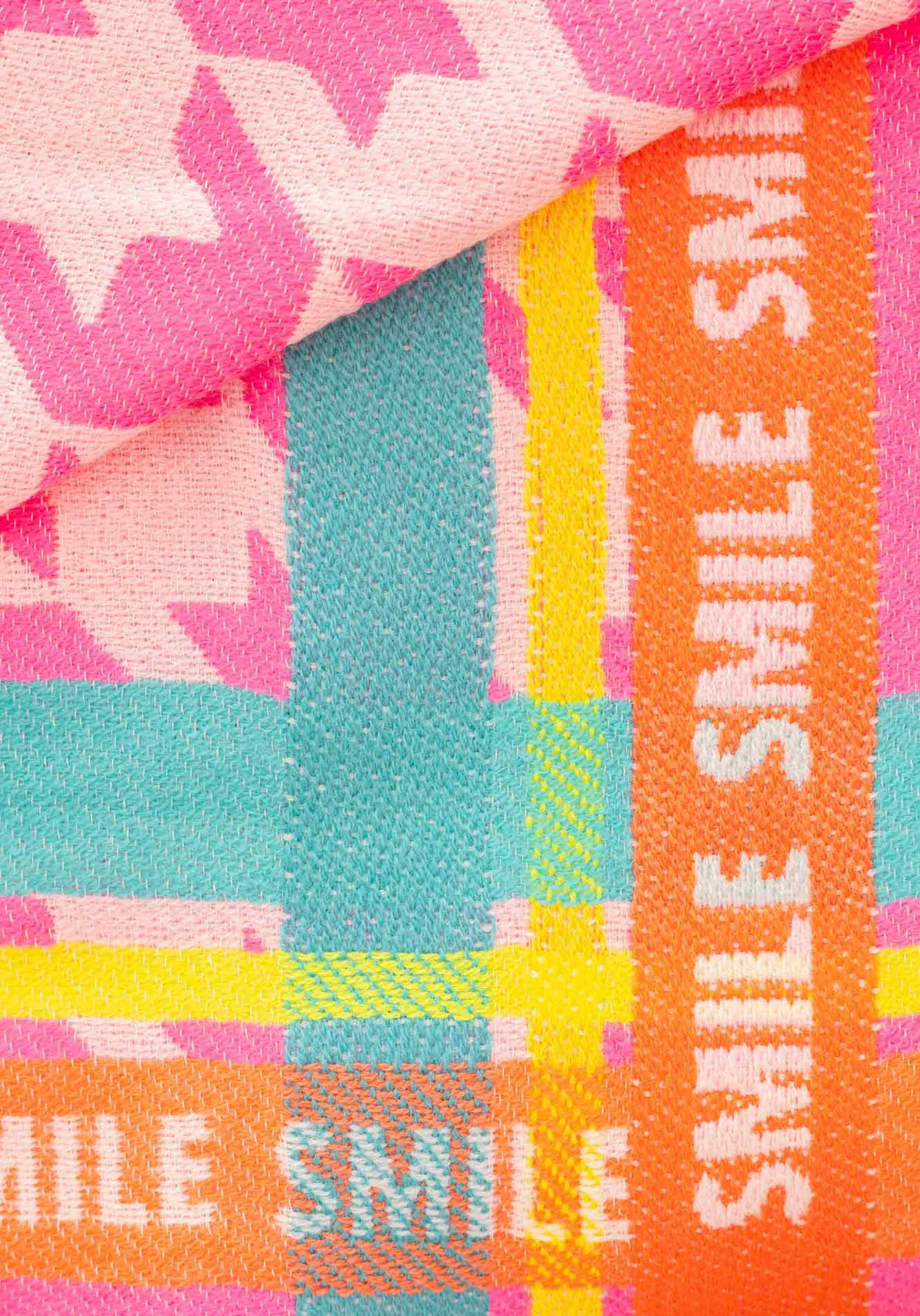 Zwillingsherz Wollen sjaal "Smile" met wol-aandeel en franjes