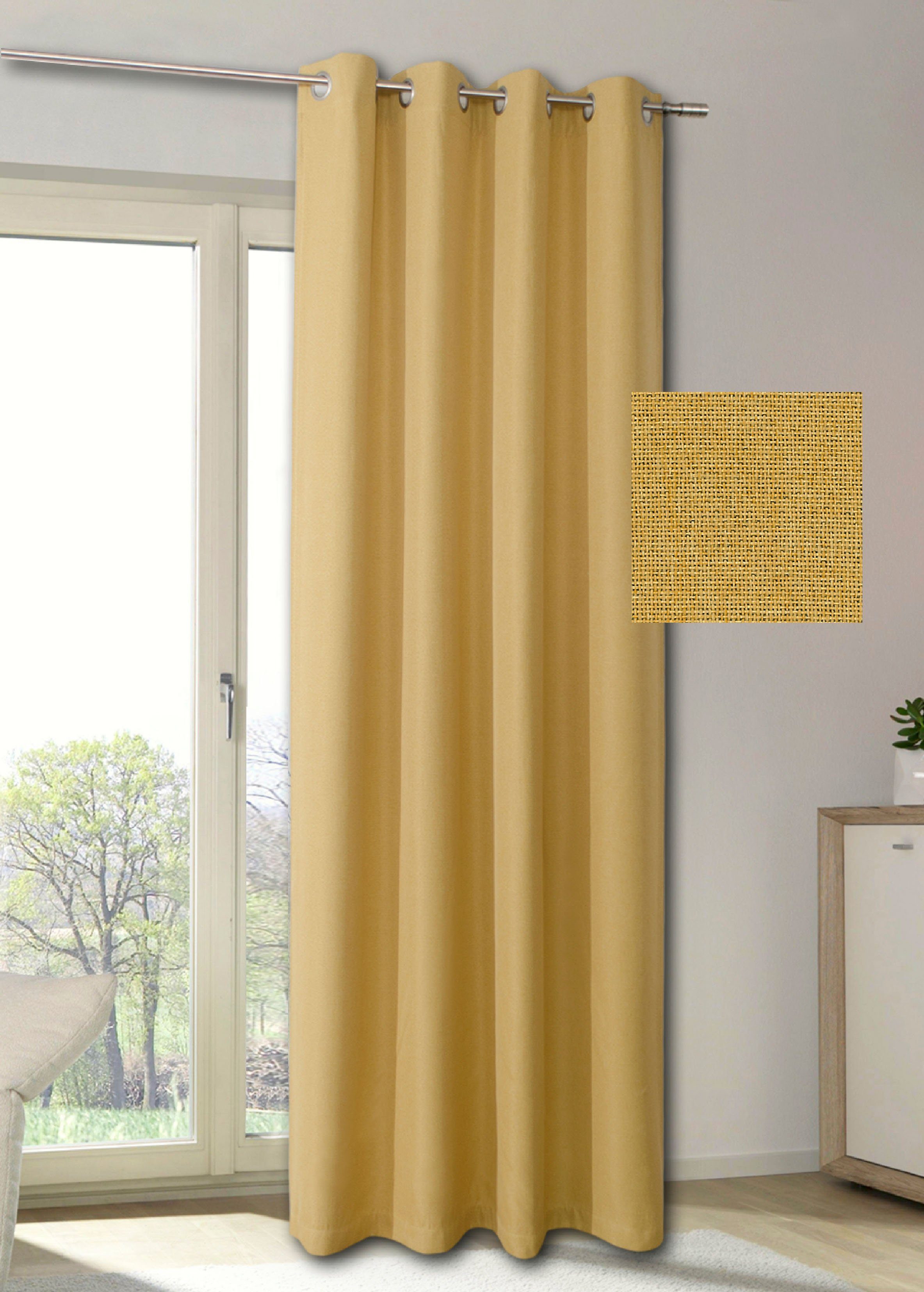 my home Gordijn Milaan ondoorzichtig, verschillende kleuren, 140 x 235, zicht- en lichtbescherming(1 stuk) kant & klaar gordijnen geel