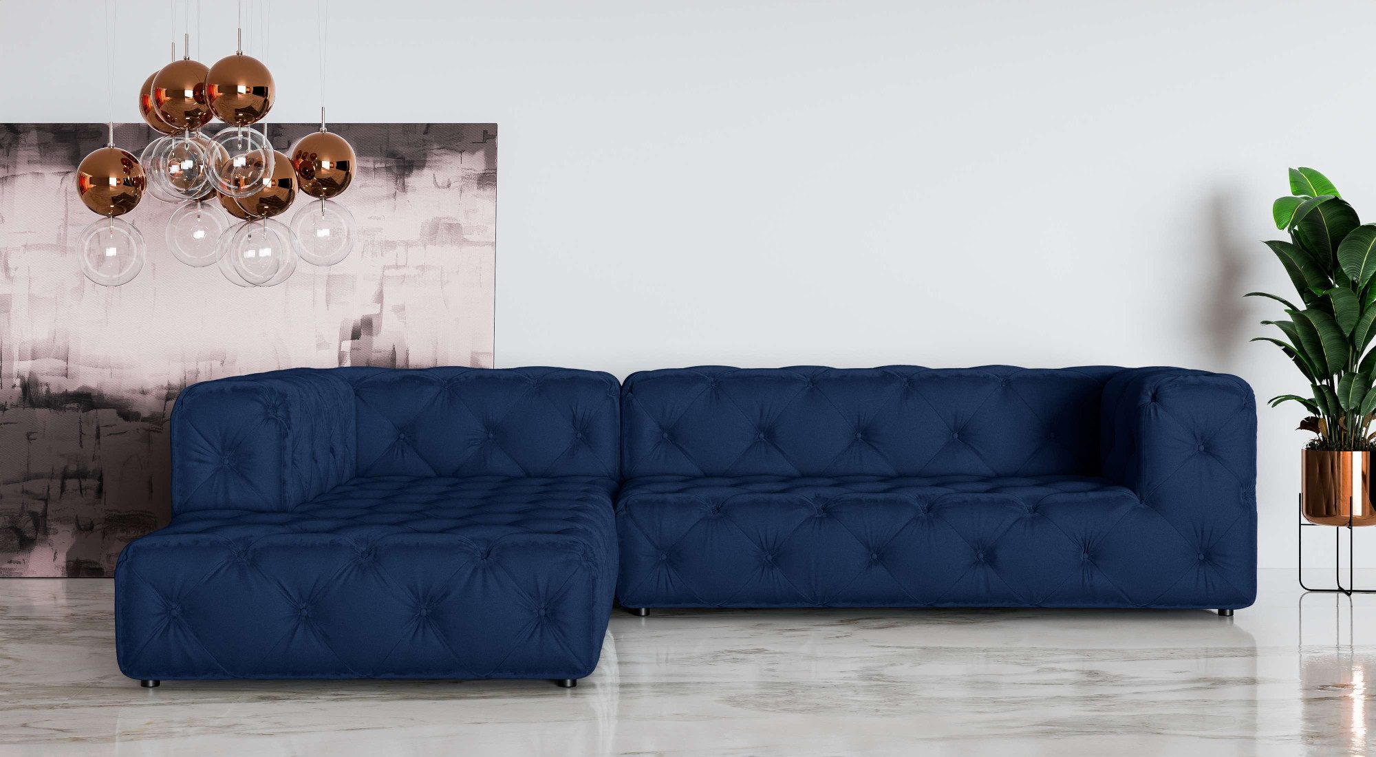 Places of Style Hoekbank FOLLINA L-vorm, met klassieke Chesterfield-knoopstiksels