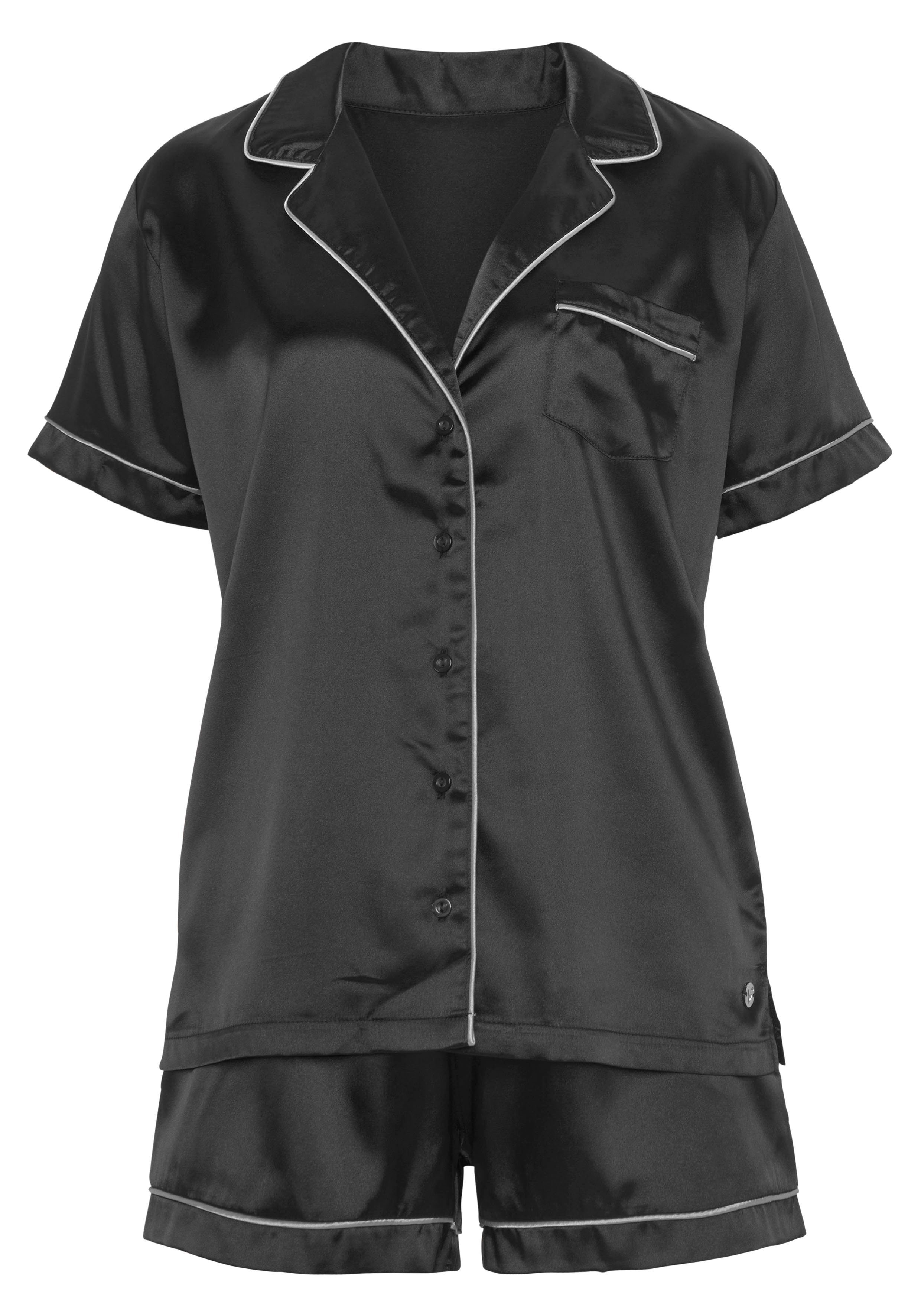 Bruno Banani Shortama met contrasterende paspel-details (2-delig, 1 stuk)