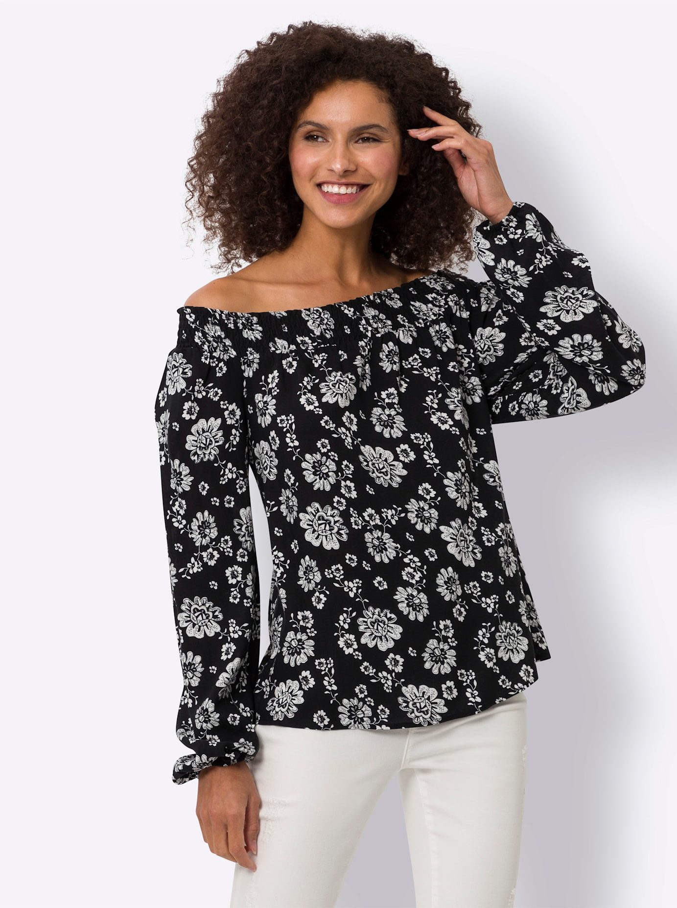 heine Blouse met carmenhals