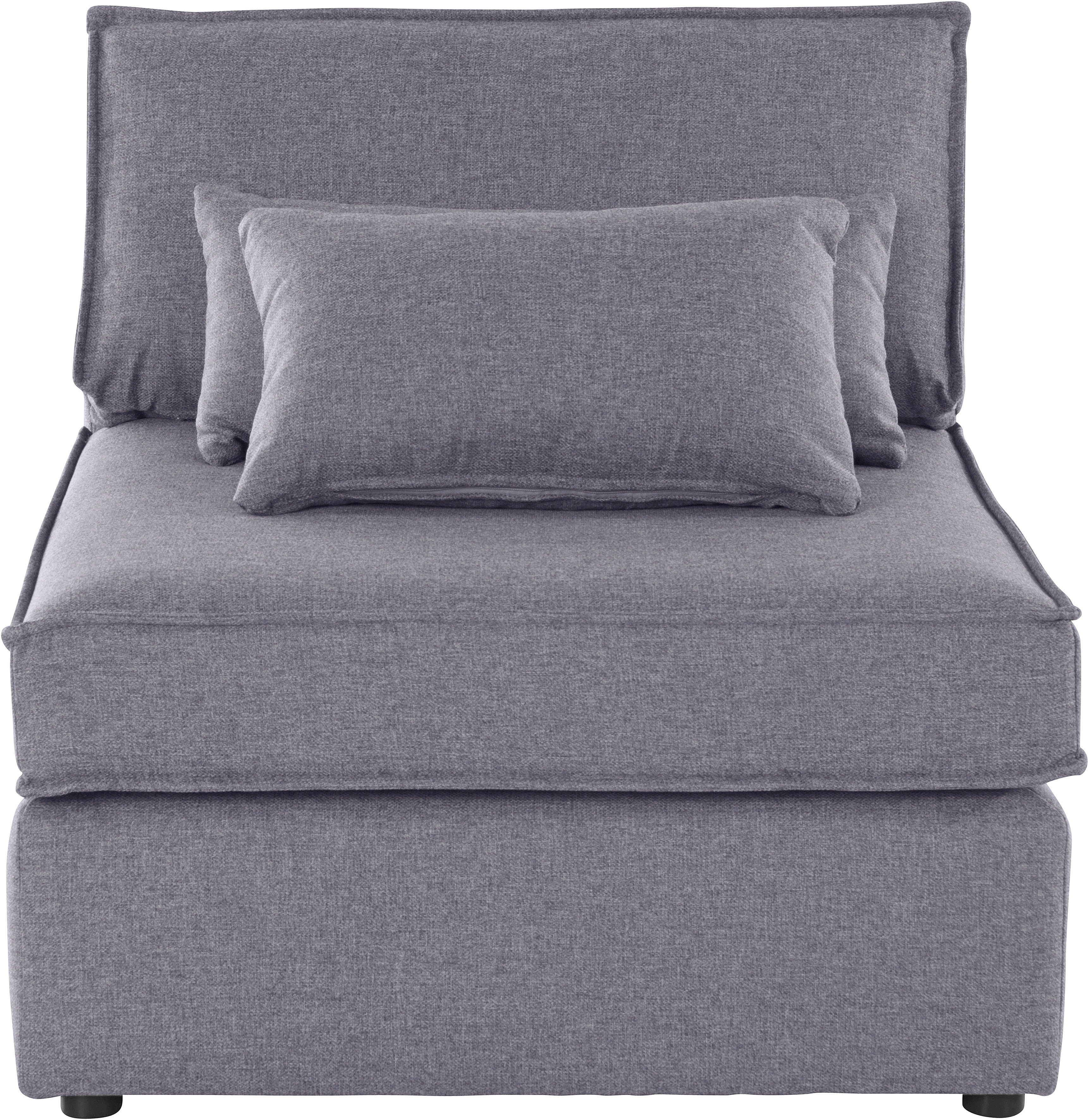 RAUM.ID Bank-middenelement Florid als deel van een modulaire bank, stevig zitcomfort, ook in cord