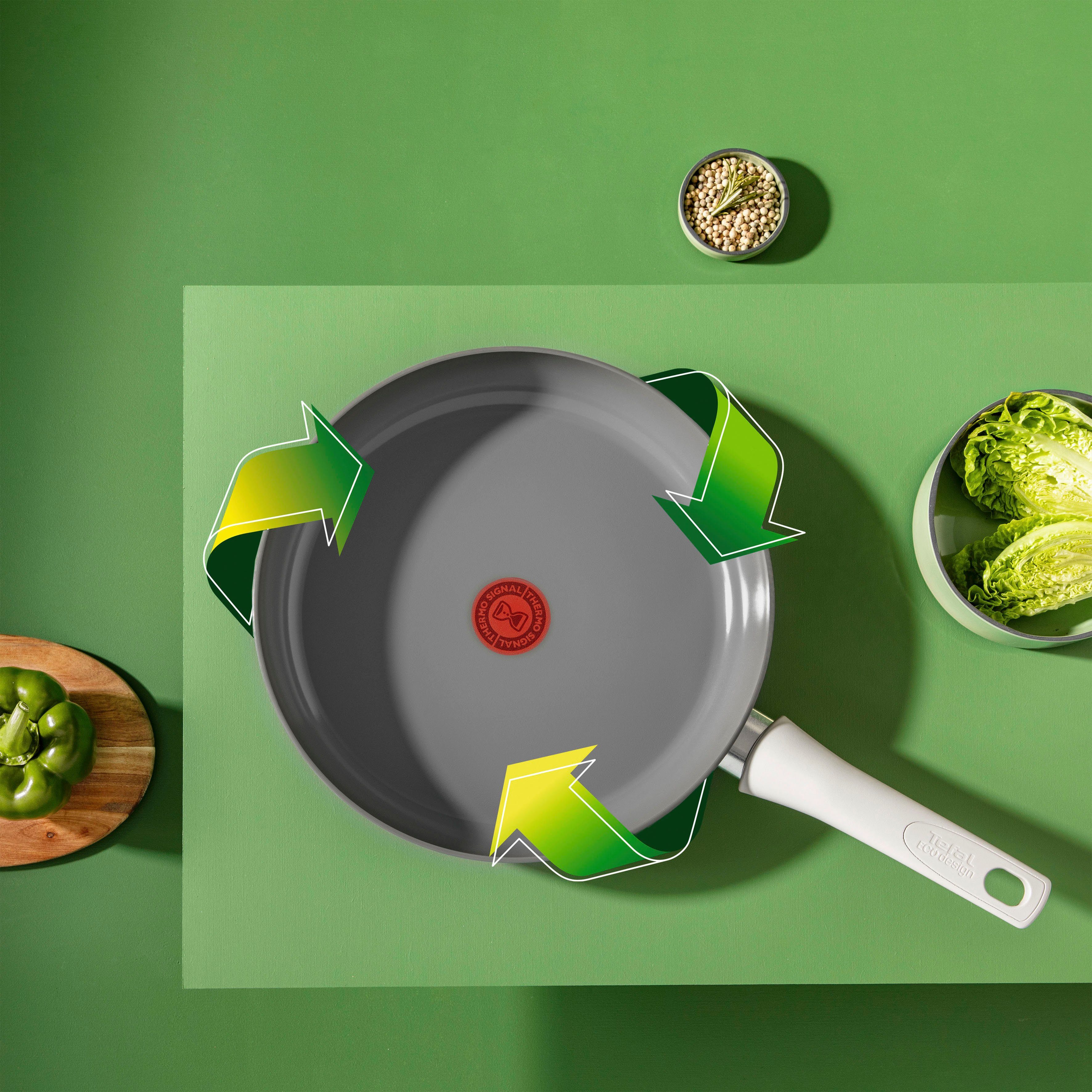 Tefal Koekenpan Renew On inductiegeschikt, Made in France milieuvriendelijk, thermo-signaal bij ideale baktemperatuur (1-delig)