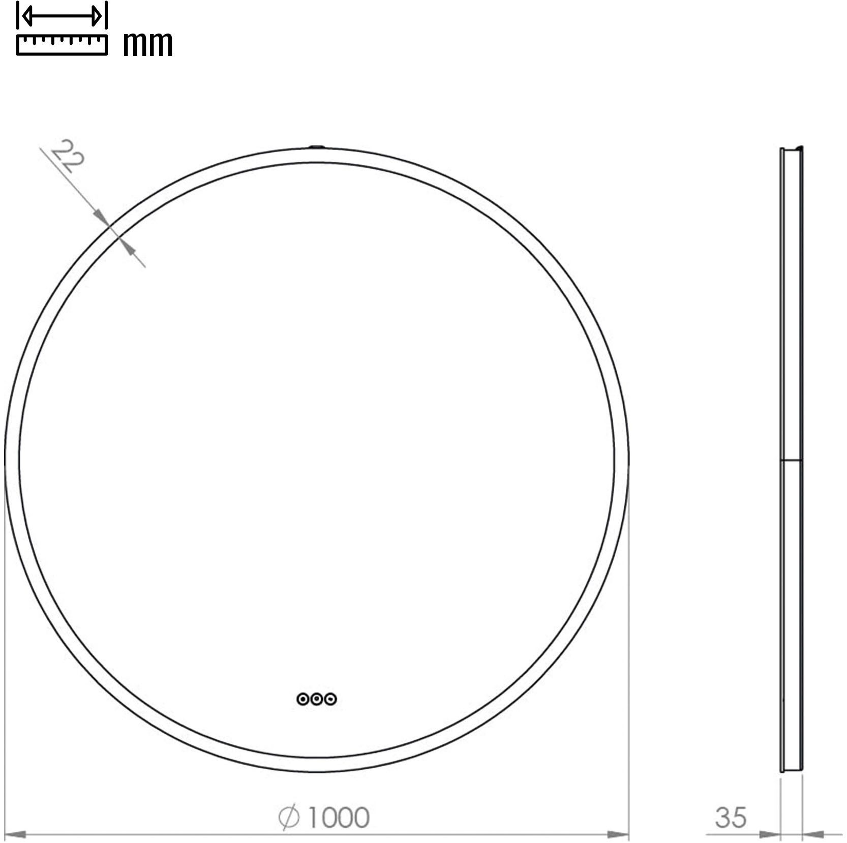 Loevschall Badspiegel Aalborg LED energiebesparende spiegel, rond, touchbediening, Touchpanel voor Lichtbediening, Verstelbare Spiegel, MultiWhite® (1 stuk)