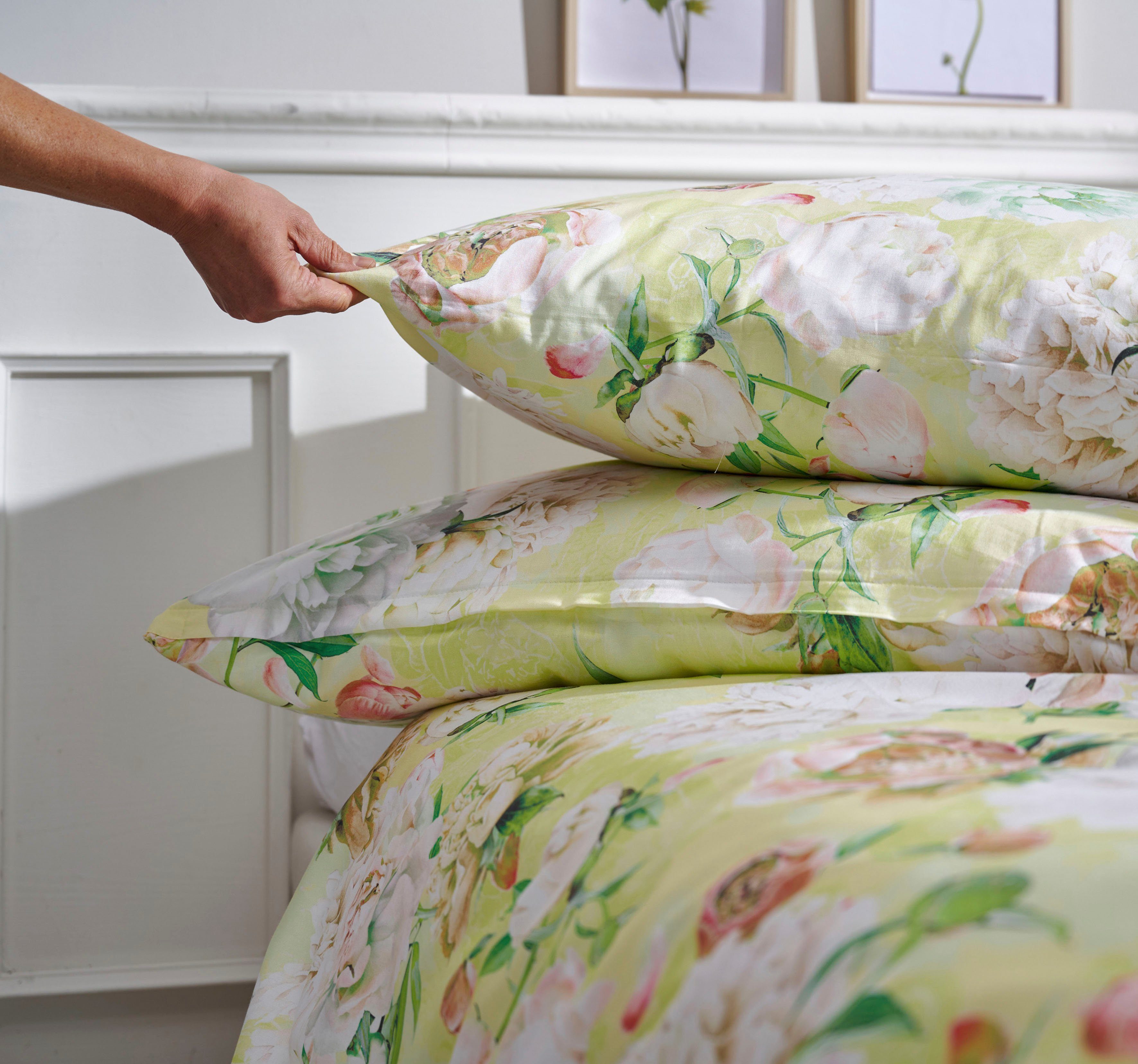APELT Omkeerbaar beddengoed Sarah elegante pioenrozen en rozenblaadjes, exclusieve zomer beddengoed