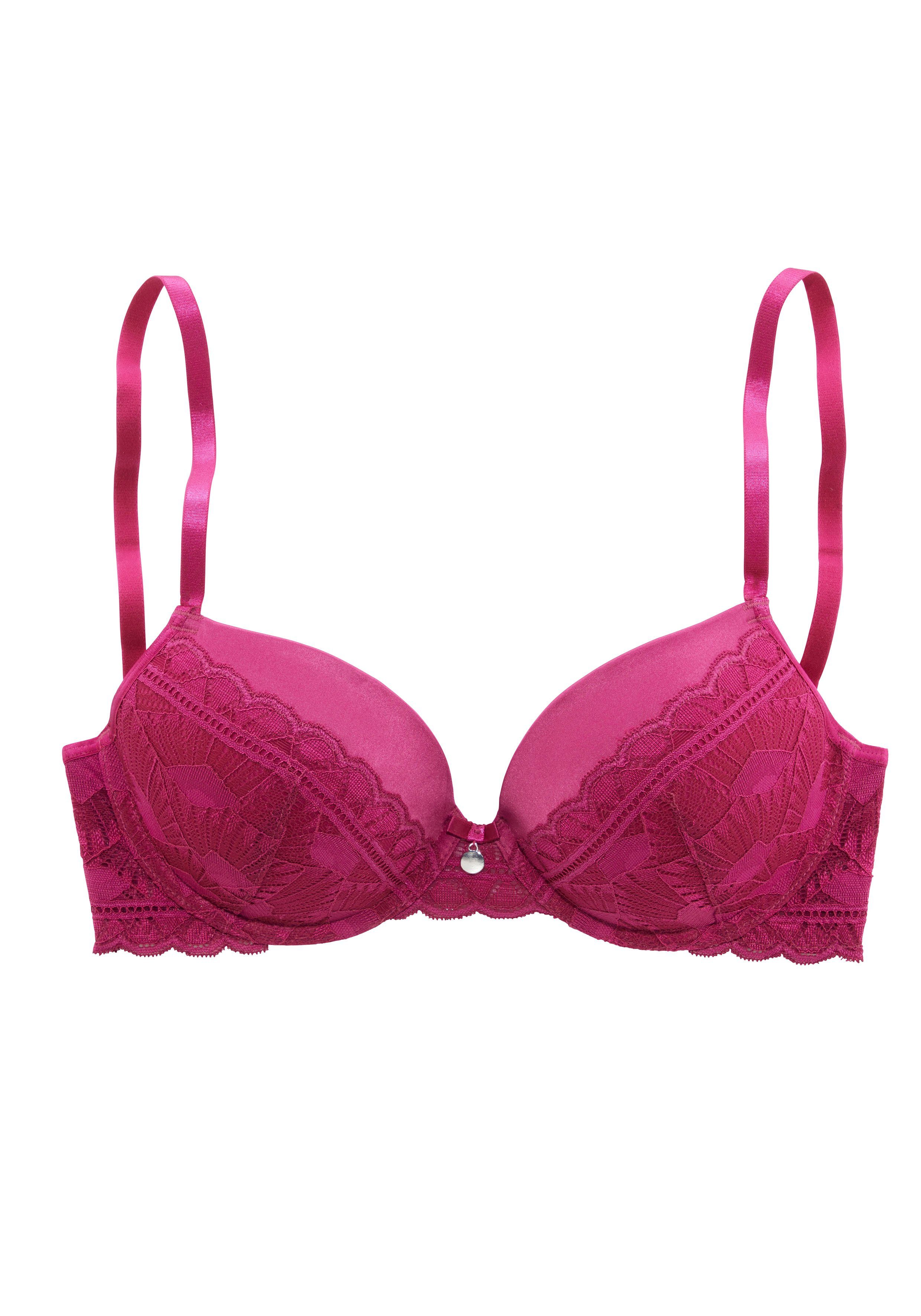 s.Oliver RED LABEL Beachwear Push-up-bh Adèle met grafisch kant en metalen accessoire, lingerie
