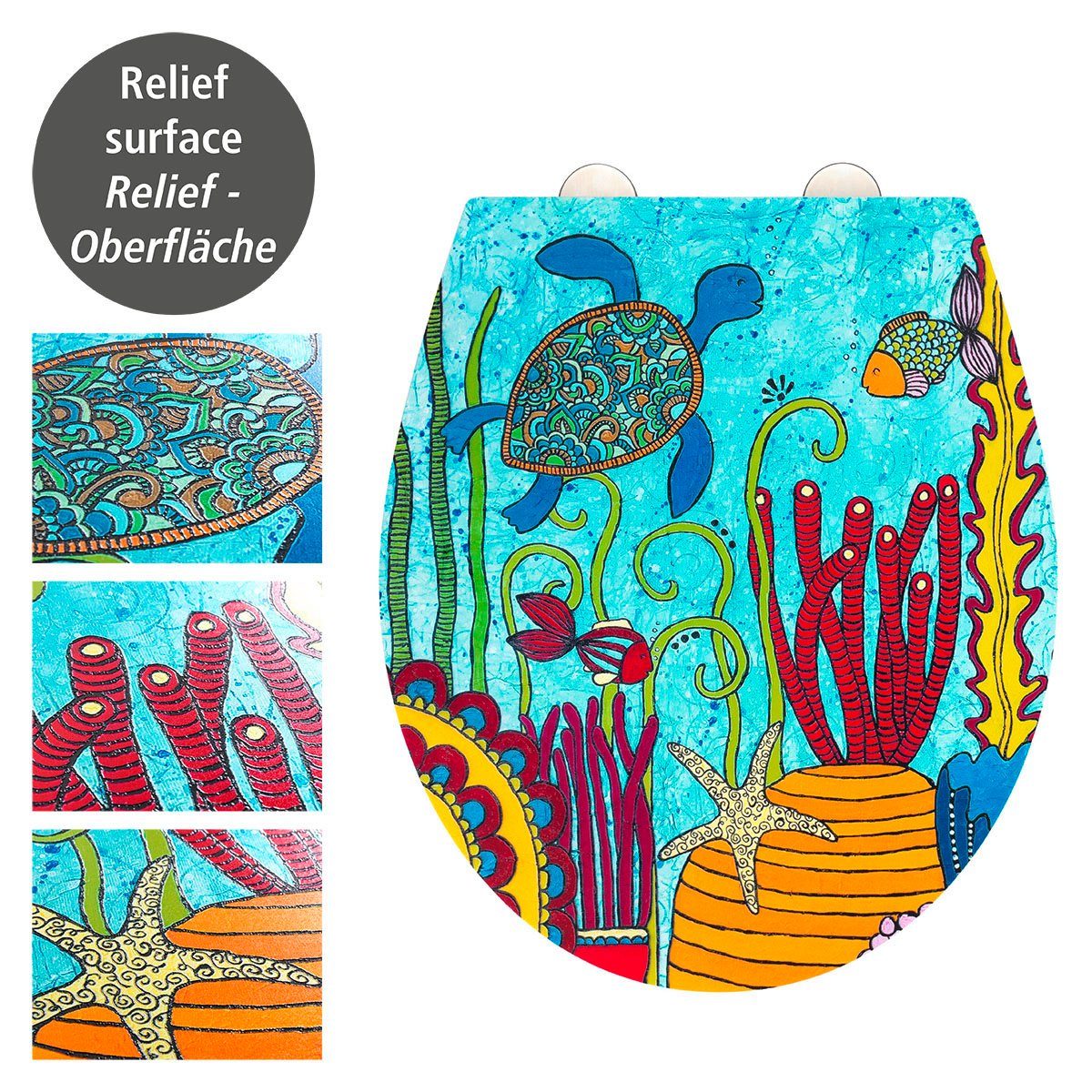 WENKO Toiletzitting Under Water met reliëf, van antibacteriële duroplast