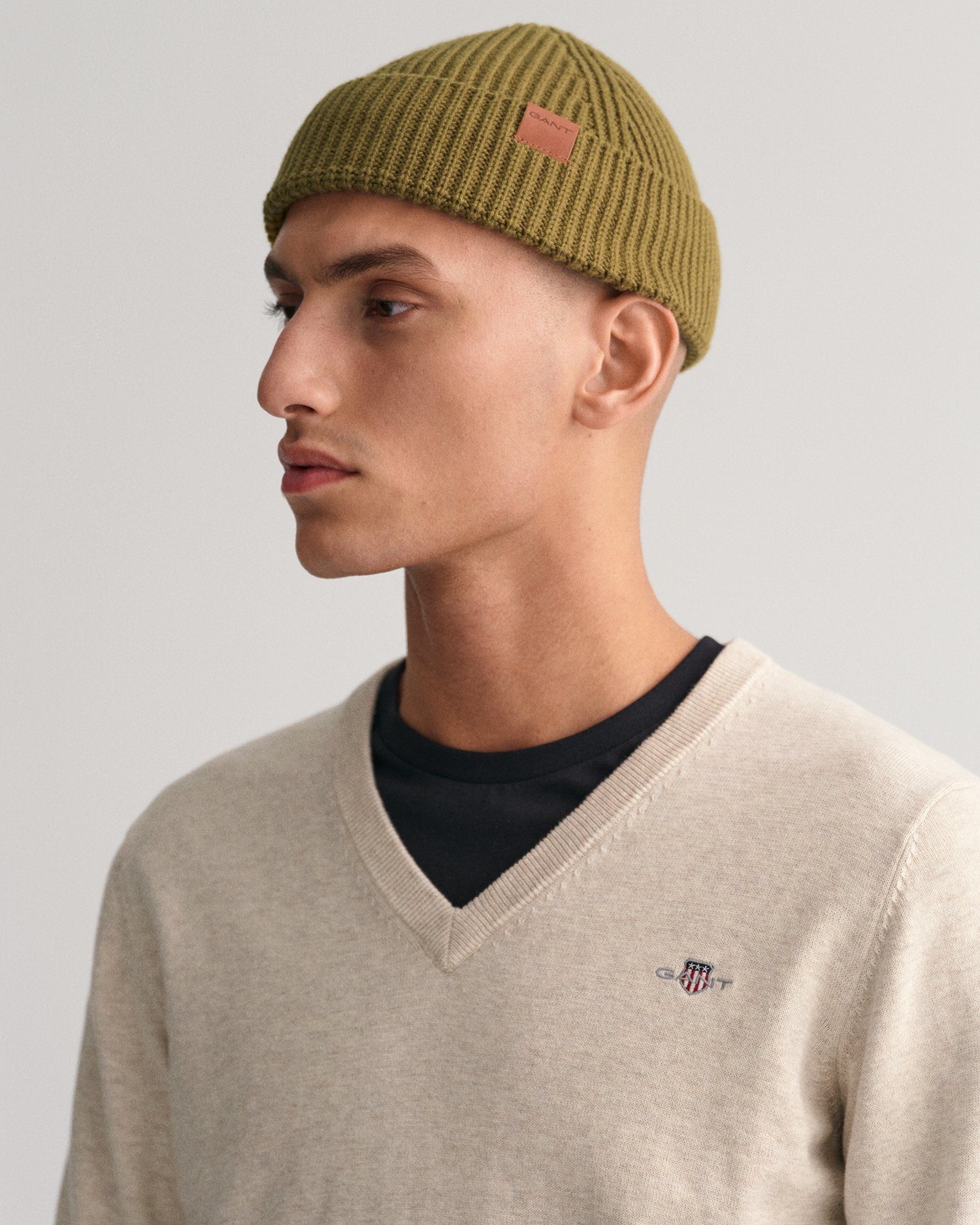 Gant Trui met V-hals CLASSIC COTTON V-NECK Premium brei jersey van zacht 100% katoen overgangs trui