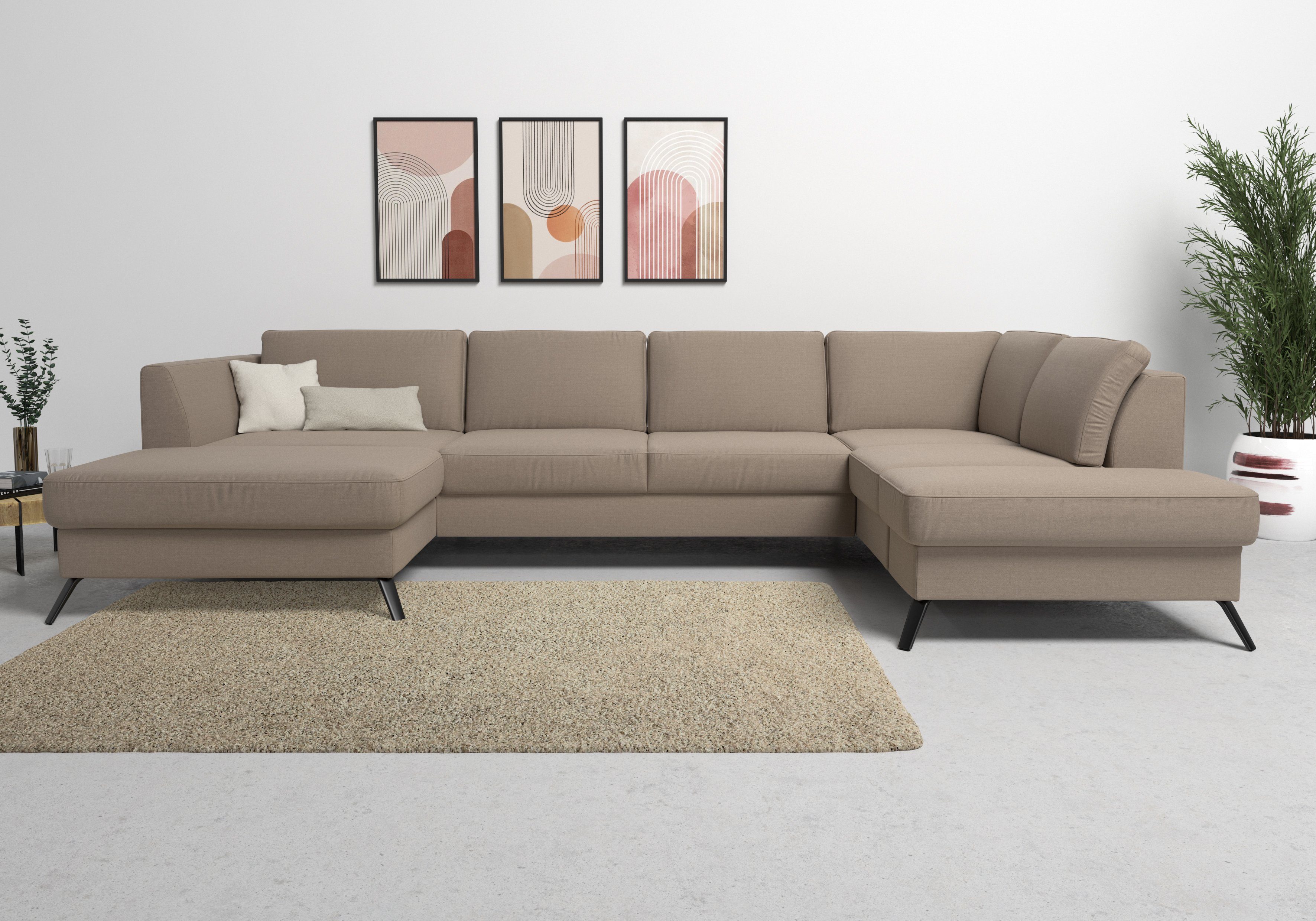 sit&more Zithoek Olsen U-vorm inclusief zitdiepteverstelling, naar keuze met slaapfunctie, 15 cm hoog