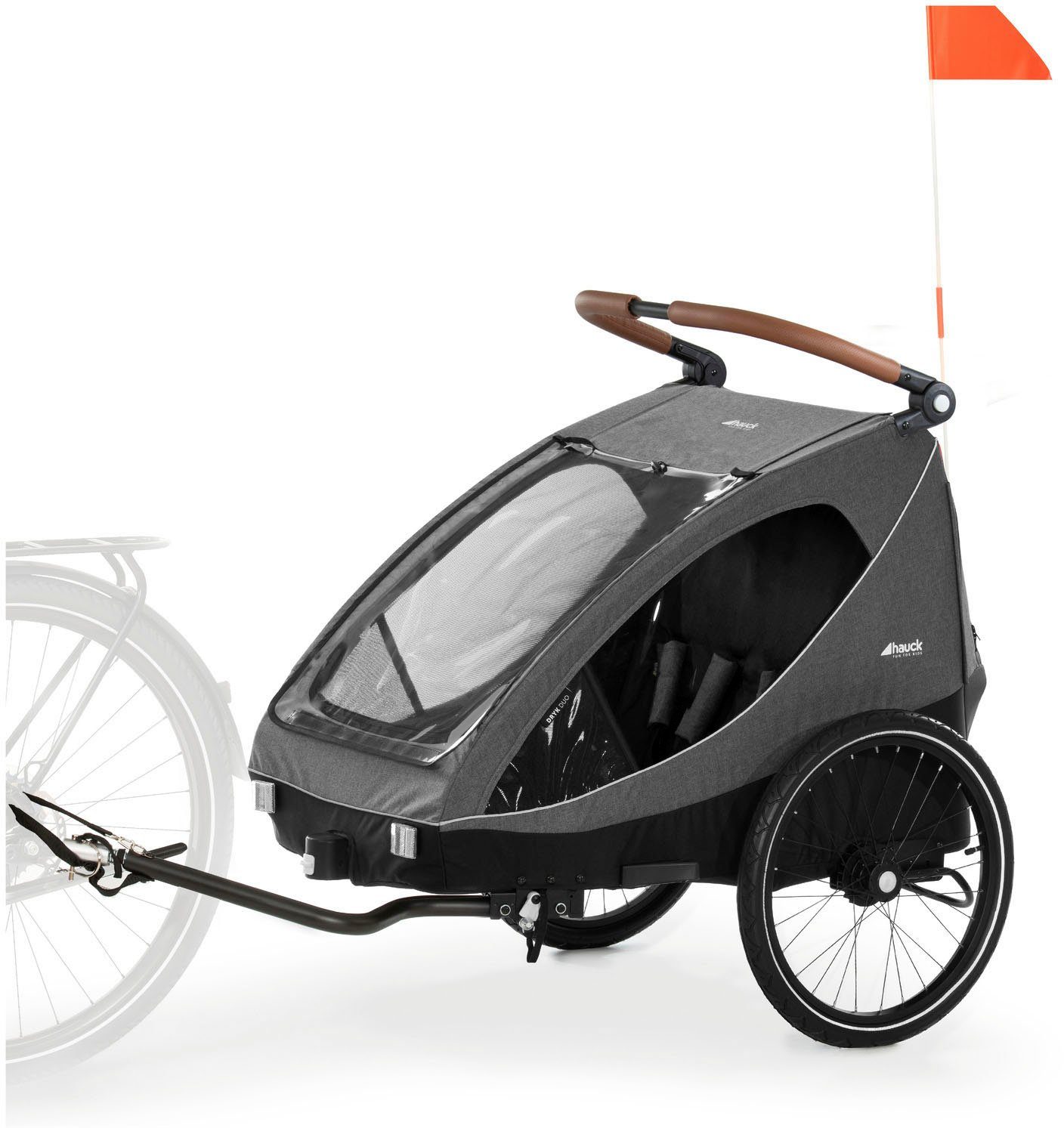 Hauck Kinderen fiets aanhanger 2in1 Bike Trailer und Buggy Dryk Duo, melange grey