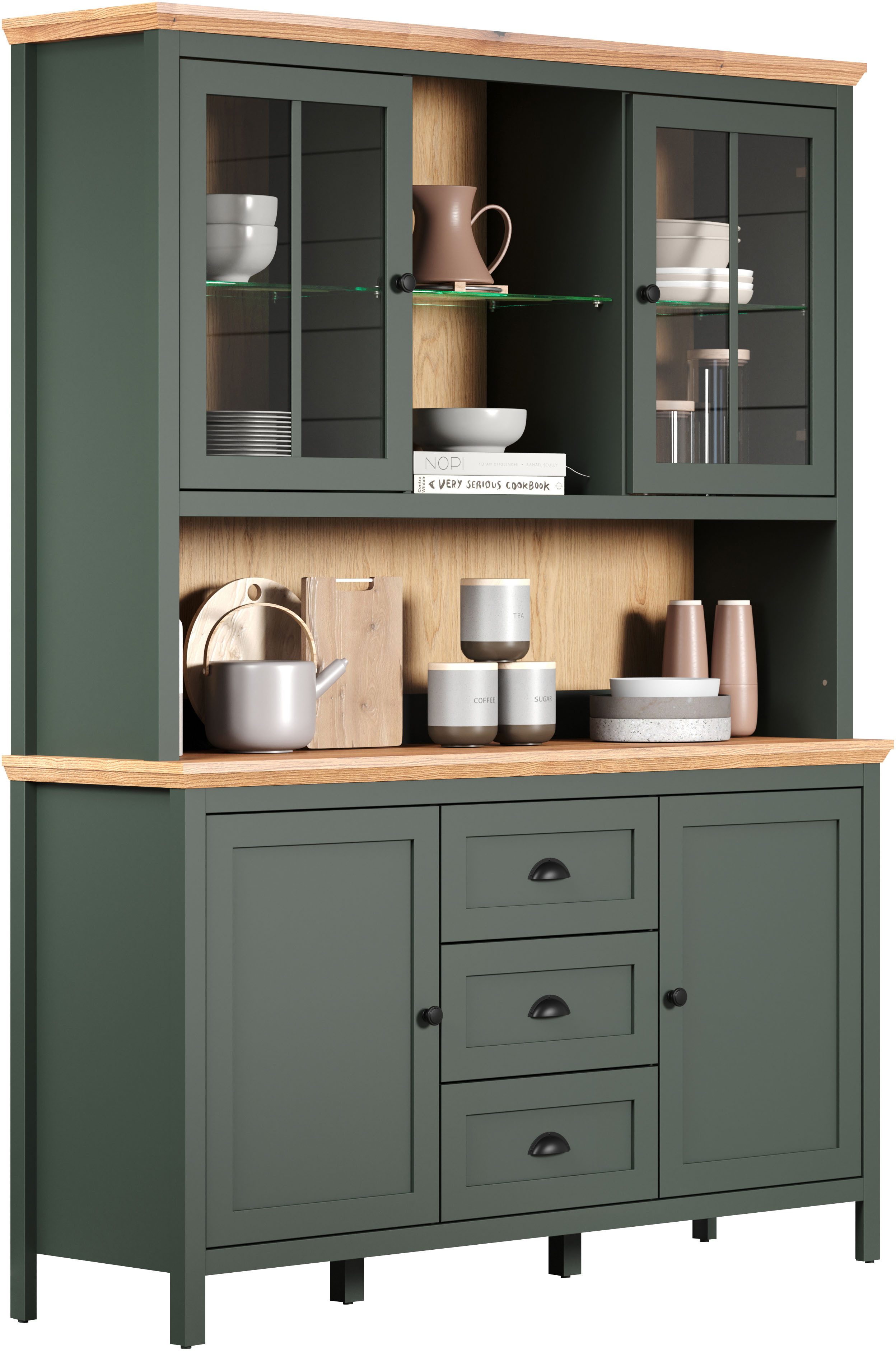 Home affaire Buffetkast Vienna Servieskast, incl. LED-verlichting(B/D/H) 146/39/112 cm (1 stuk)